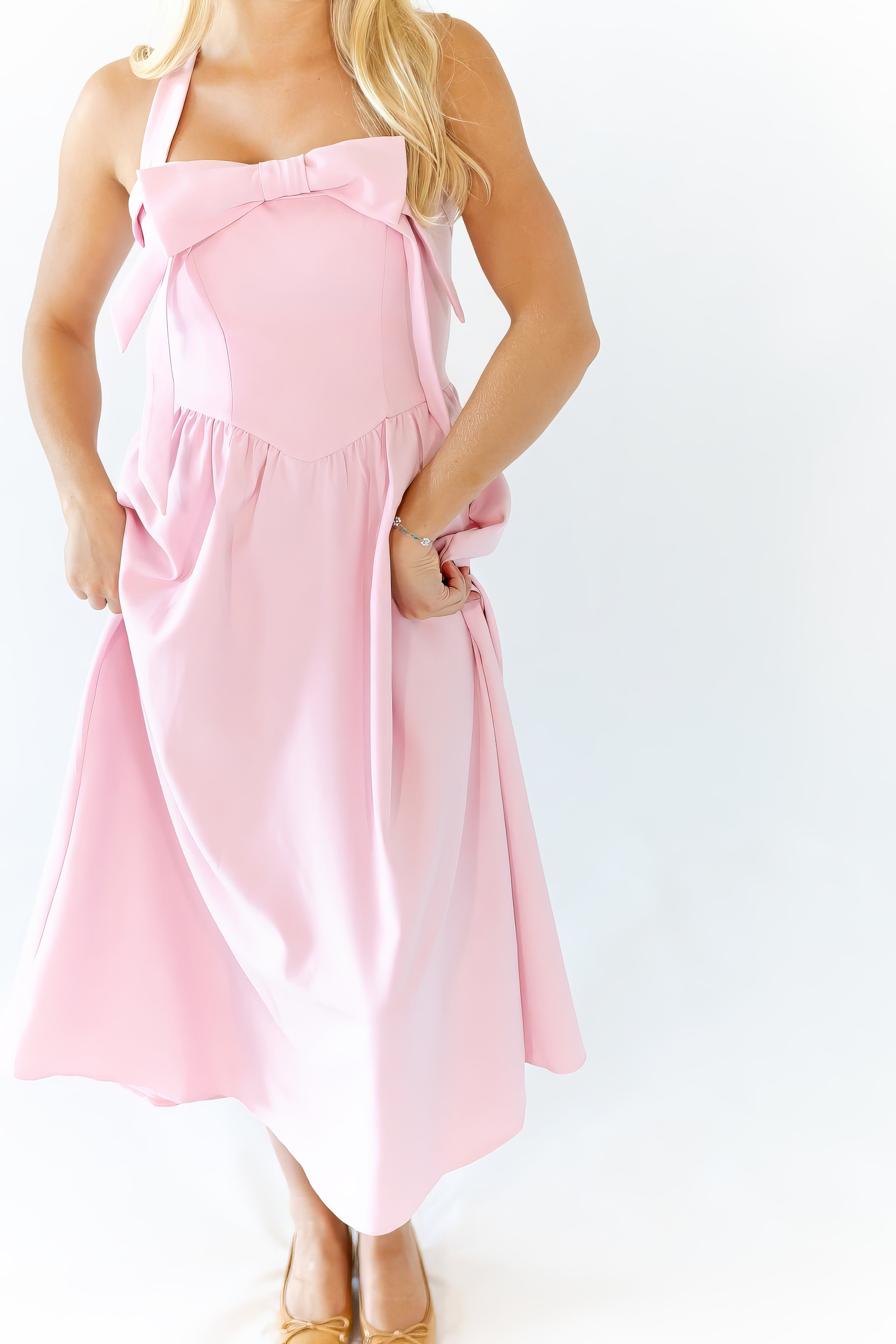 Deyna Bow Accent Halter Dress