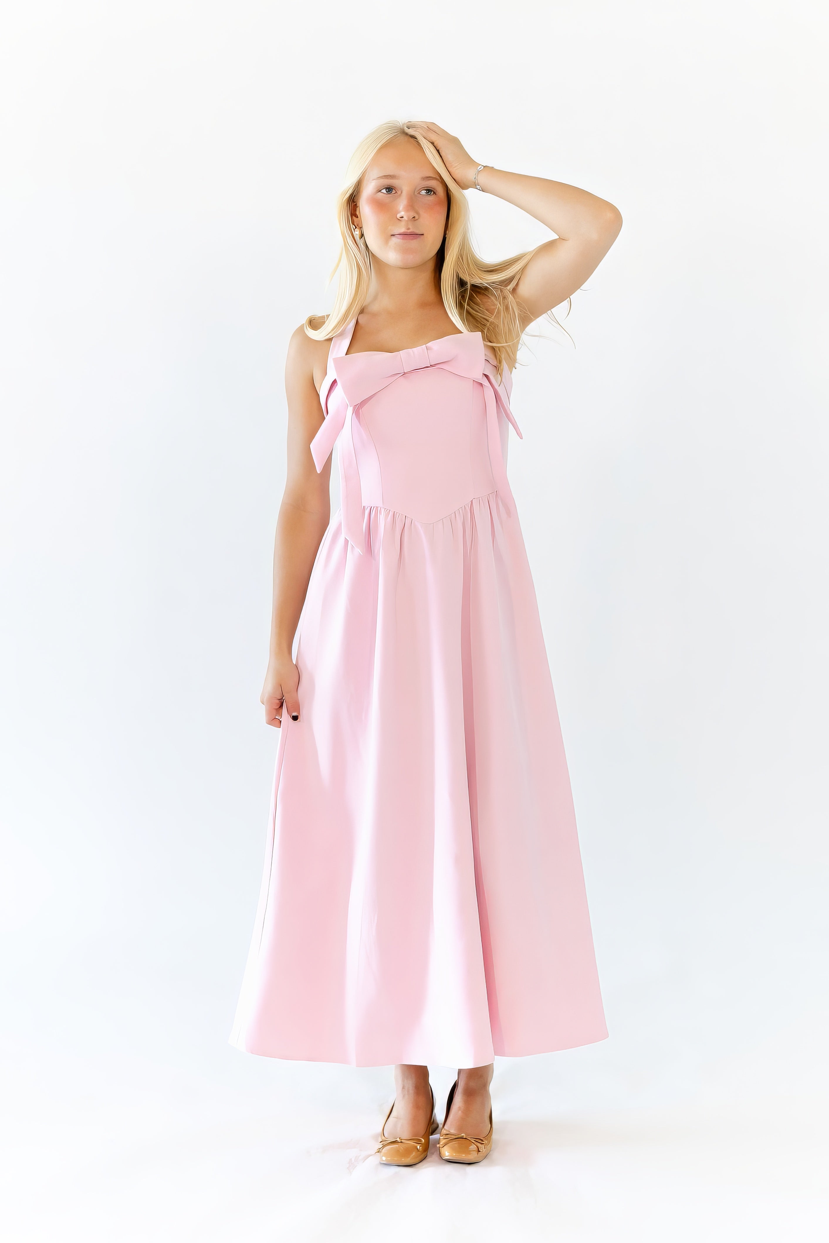 Deyna Bow Accent Halter Dress