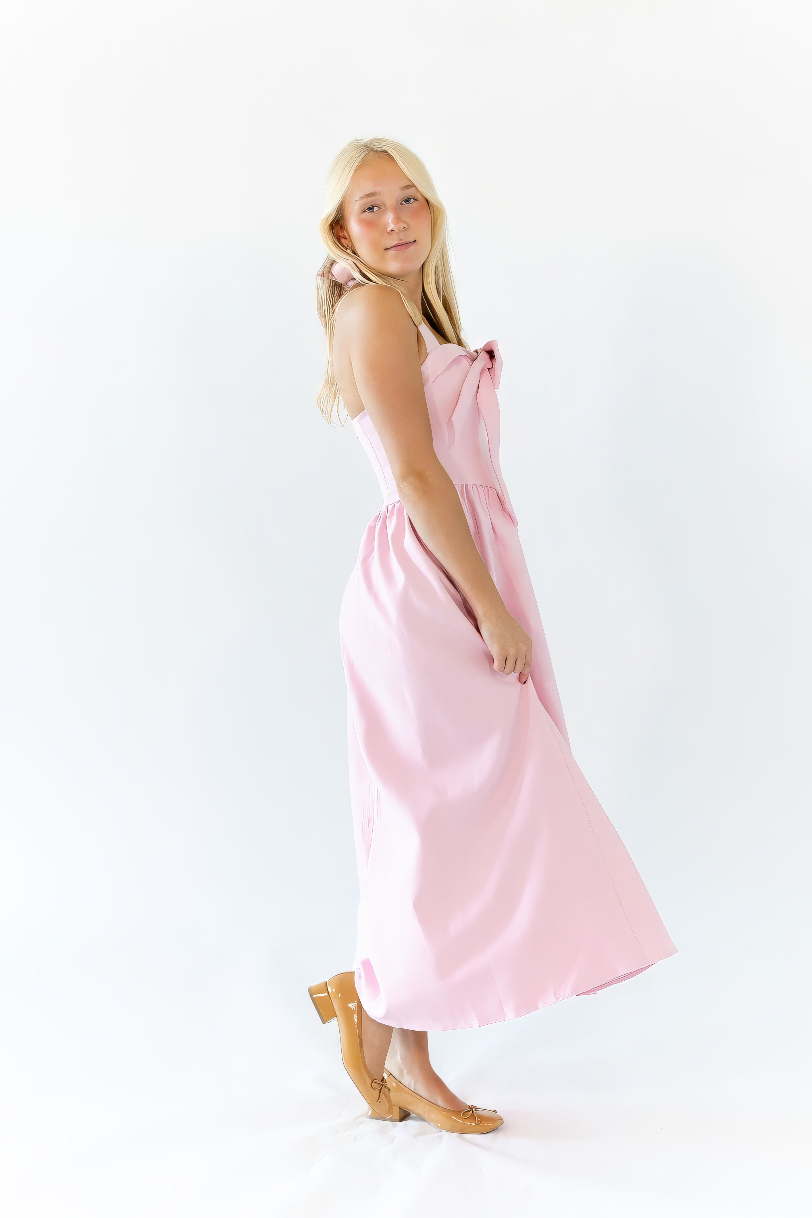Deyna Bow Accent Halter Dress