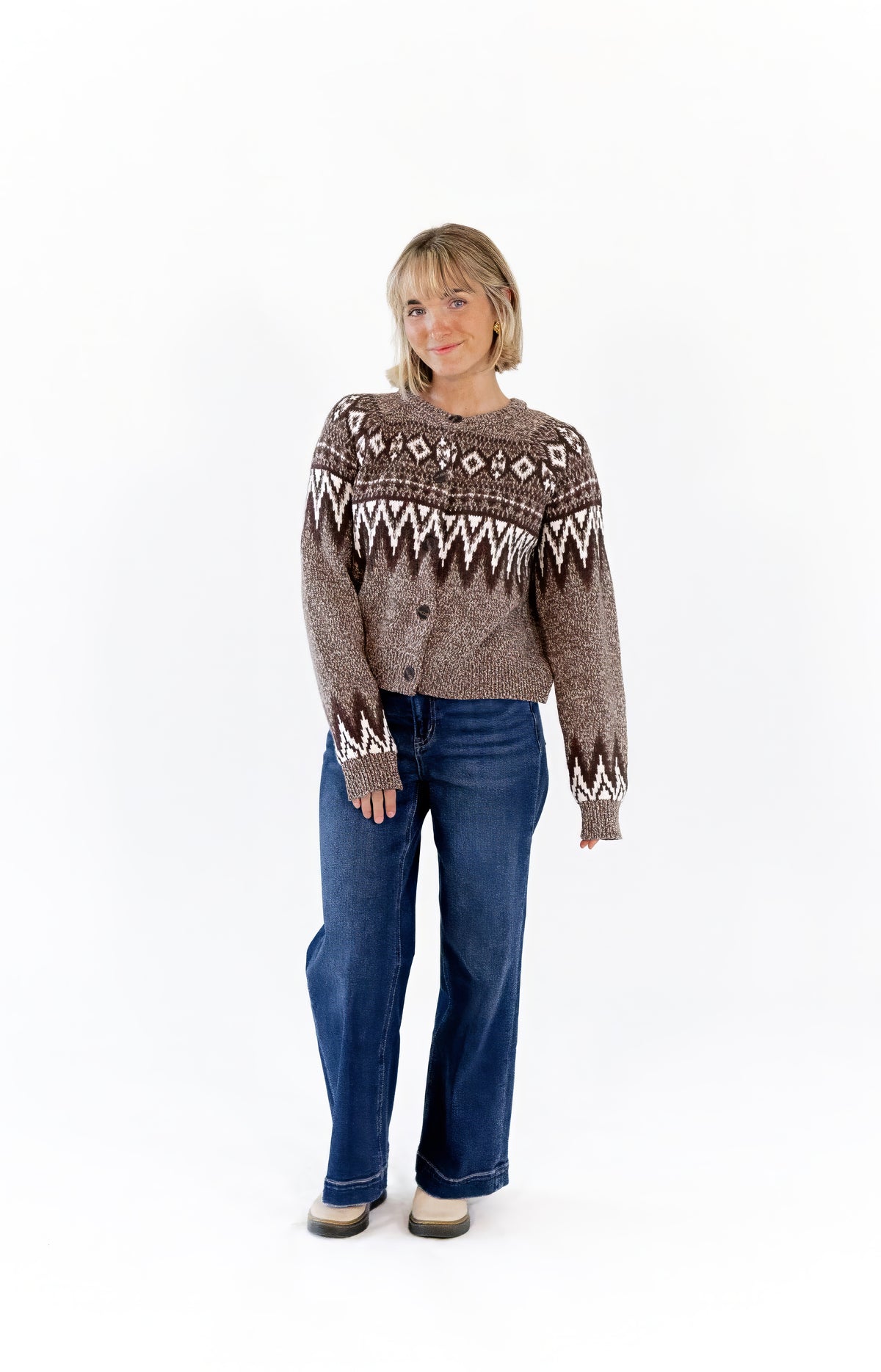 Fair Isle Button Down Cardigan