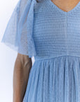 Celia Ruffled Mesh Dress · Dusty Blue
