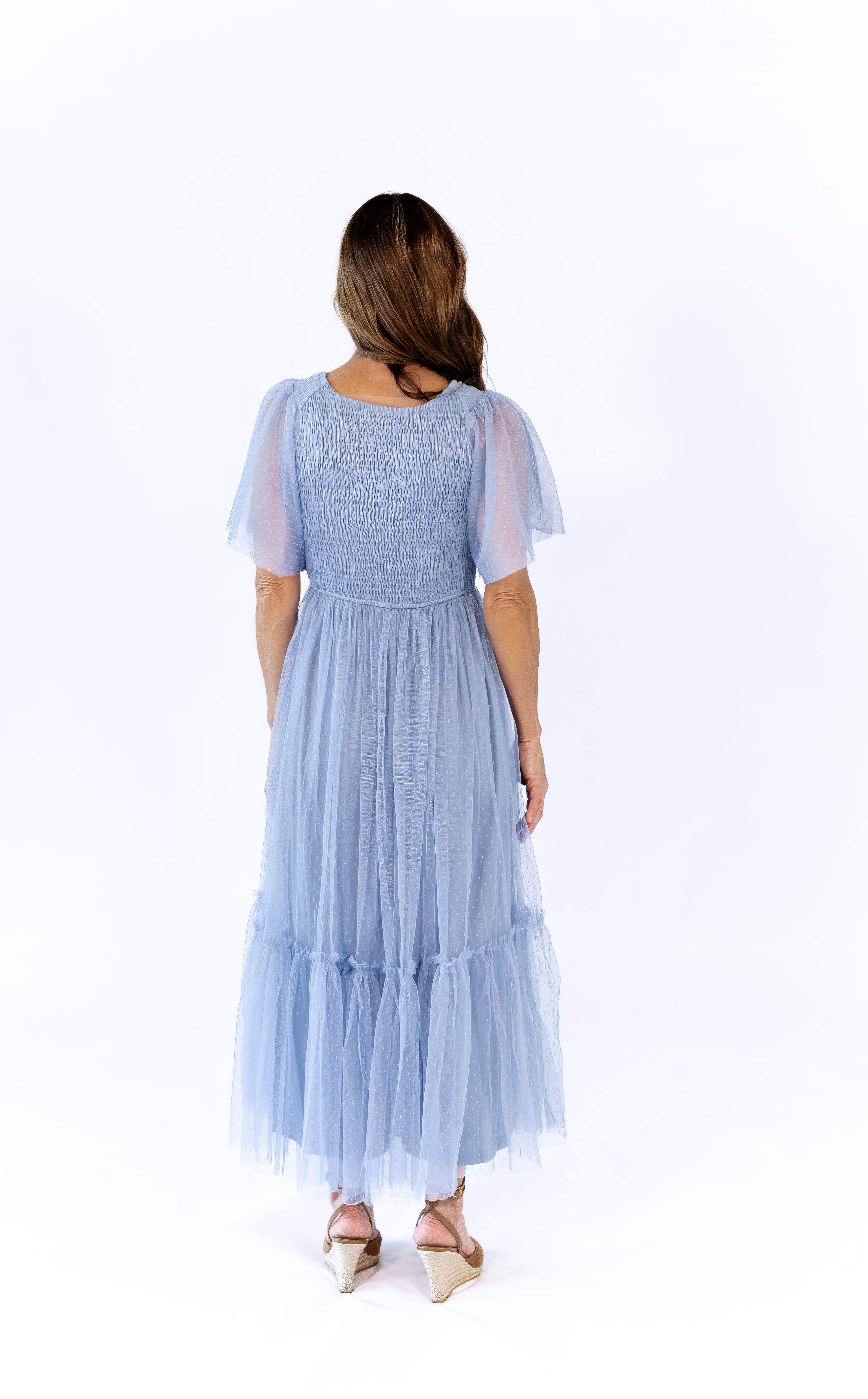 blue lace mesh dress Light Blue Lace Mesh Dress L / Blue