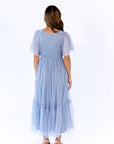 Celia Ruffled Mesh Dress · Dusty Blue