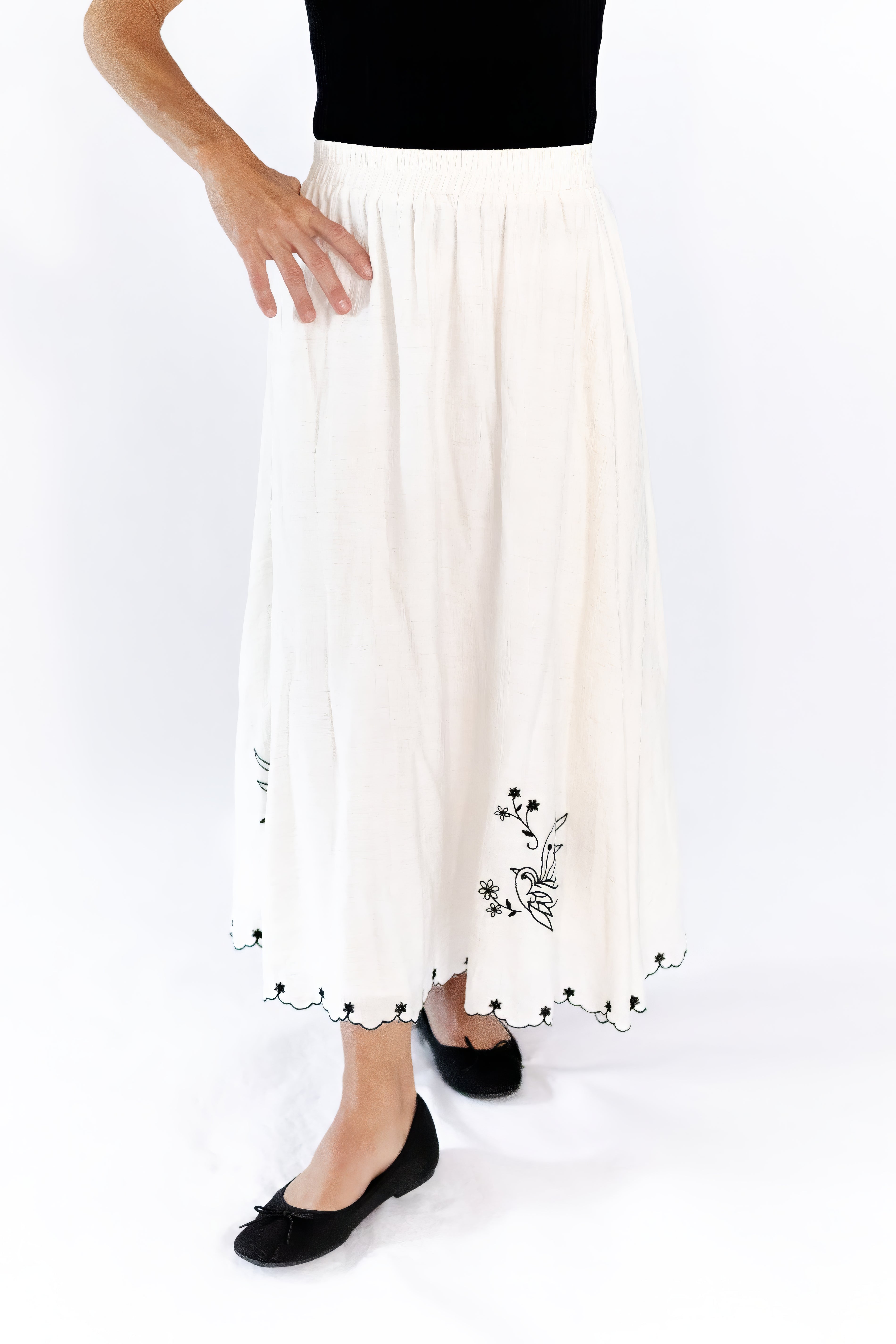 Dakota Embroidered Midi Skirt
