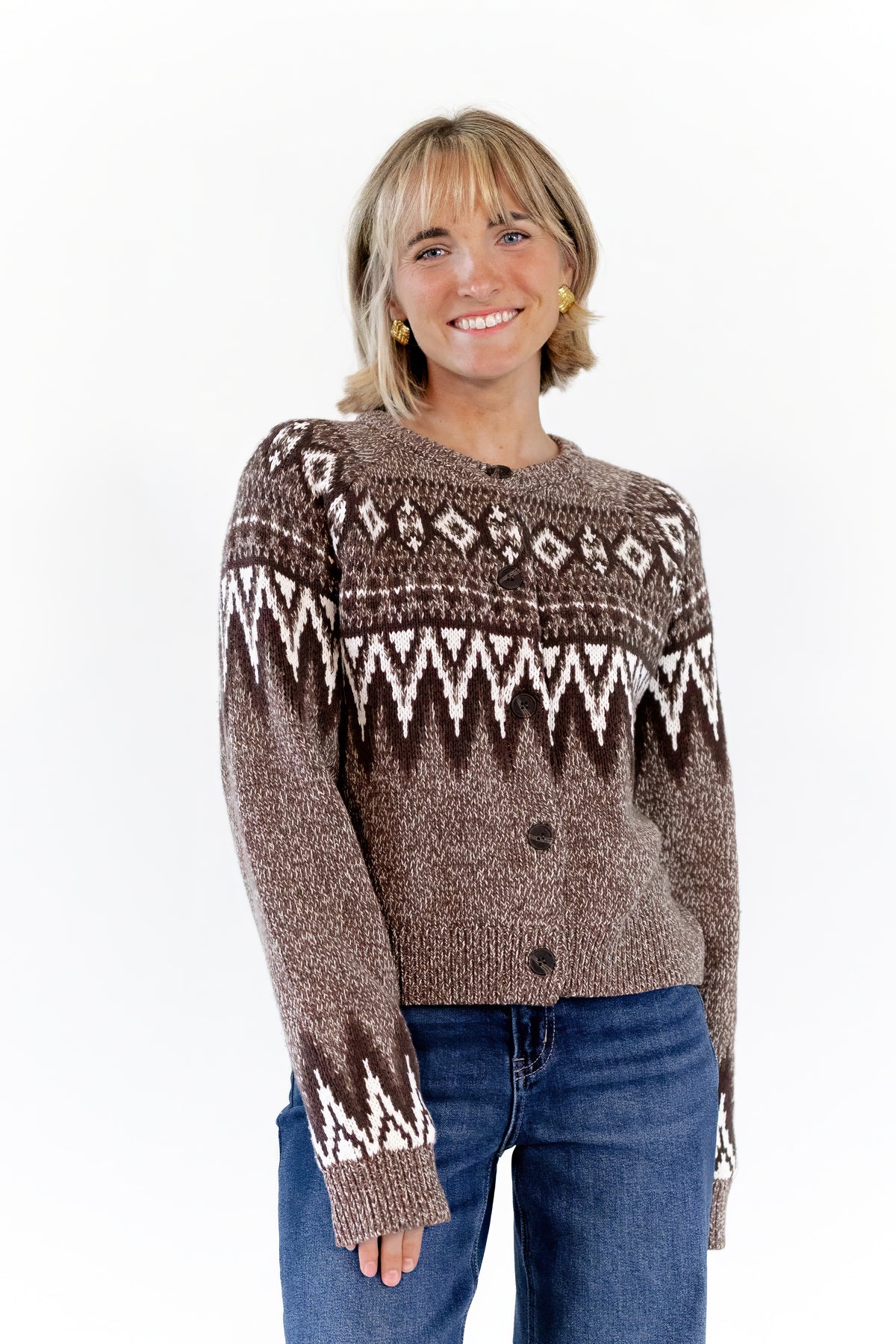 Fair Isle Button Down Cardigan