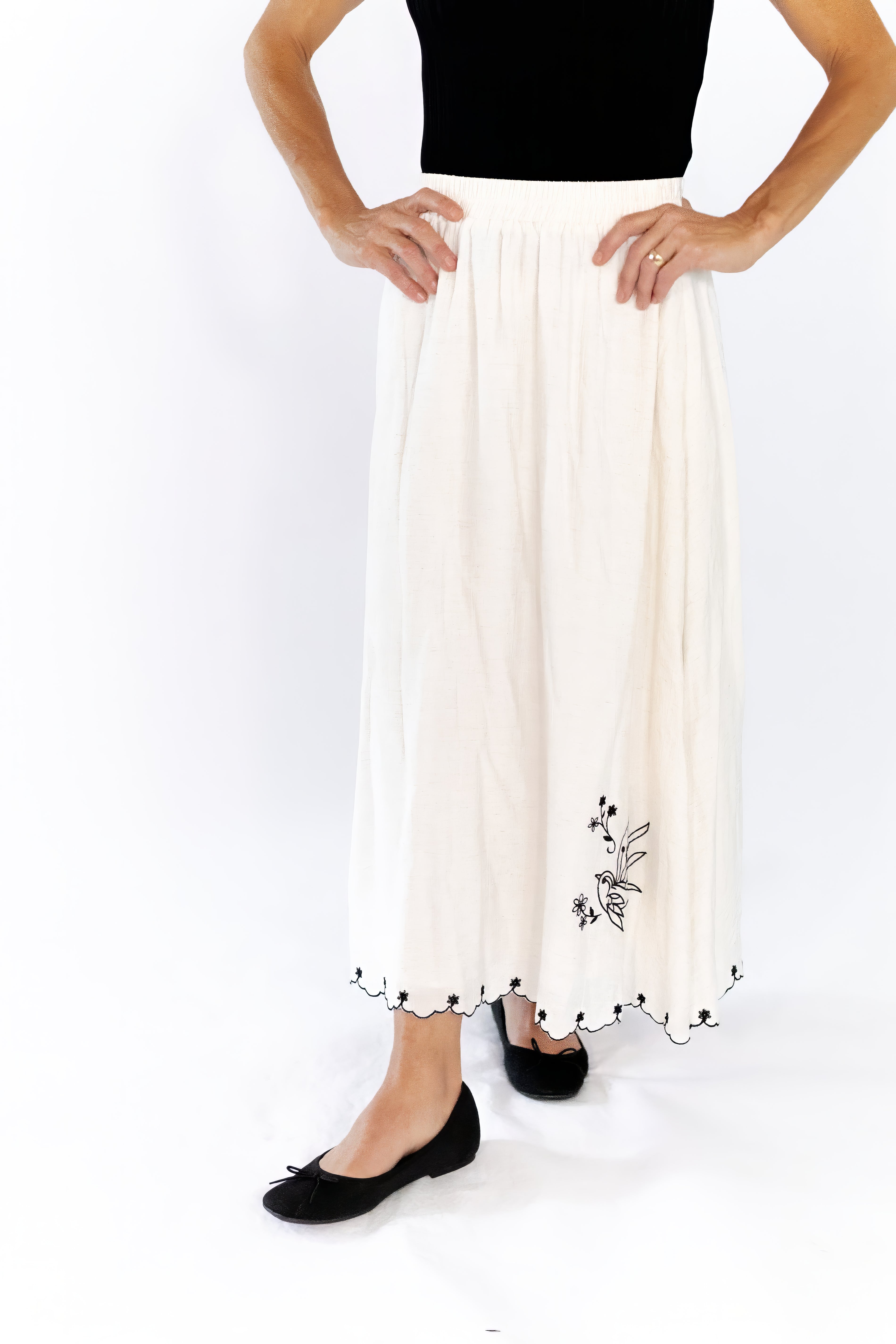 Dakota Embroidered Midi Skirt