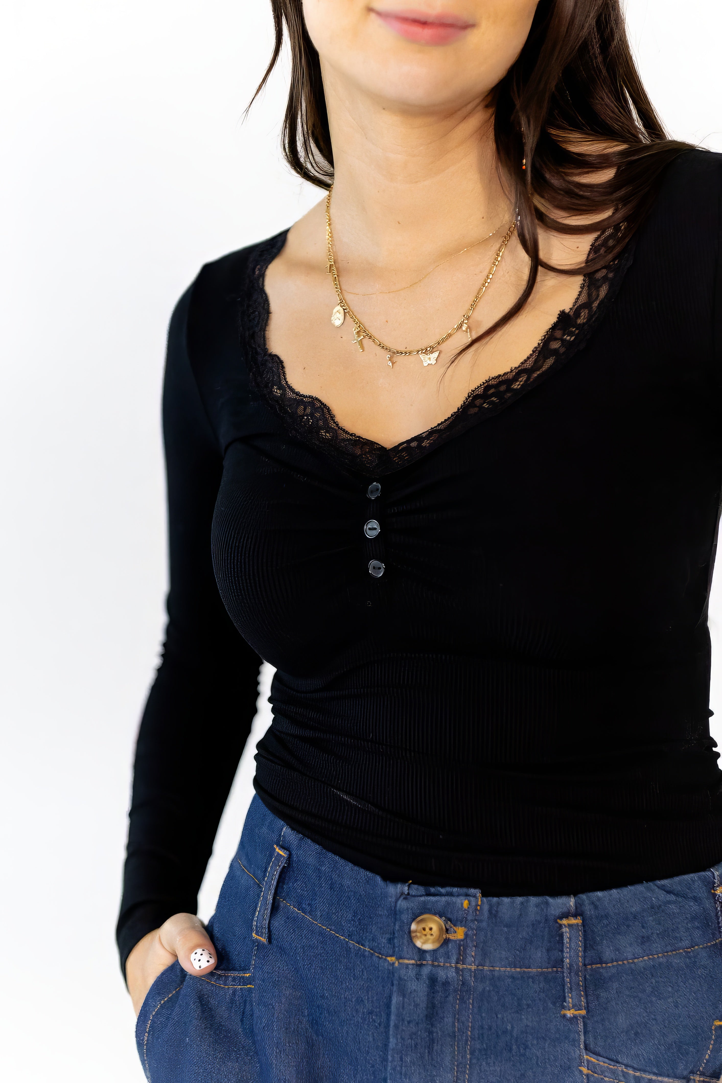 Oskan Lace Trim Top