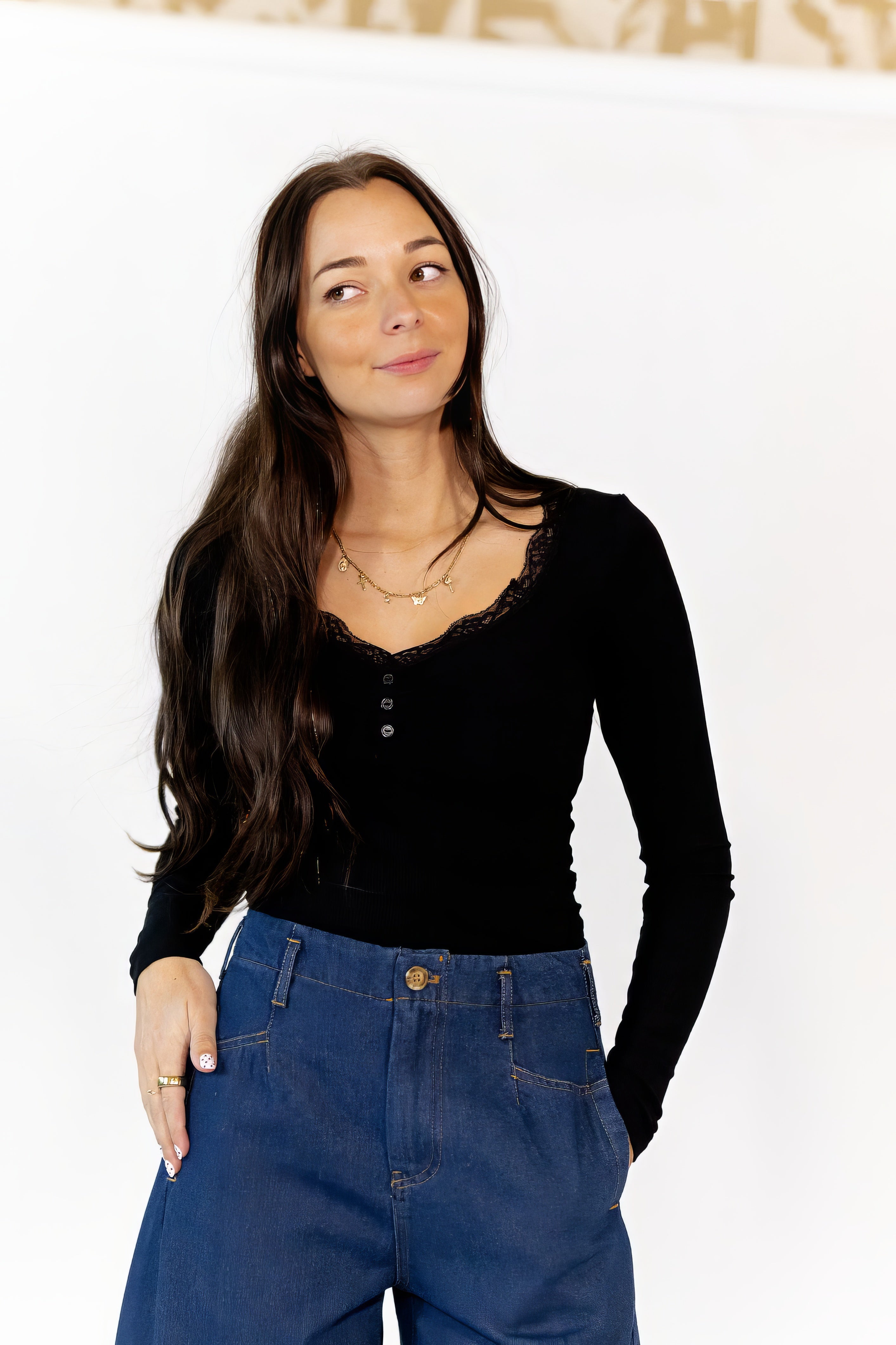 Oskan Lace Trim Top