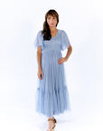 Celia Ruffled Mesh Dress · Dusty Blue