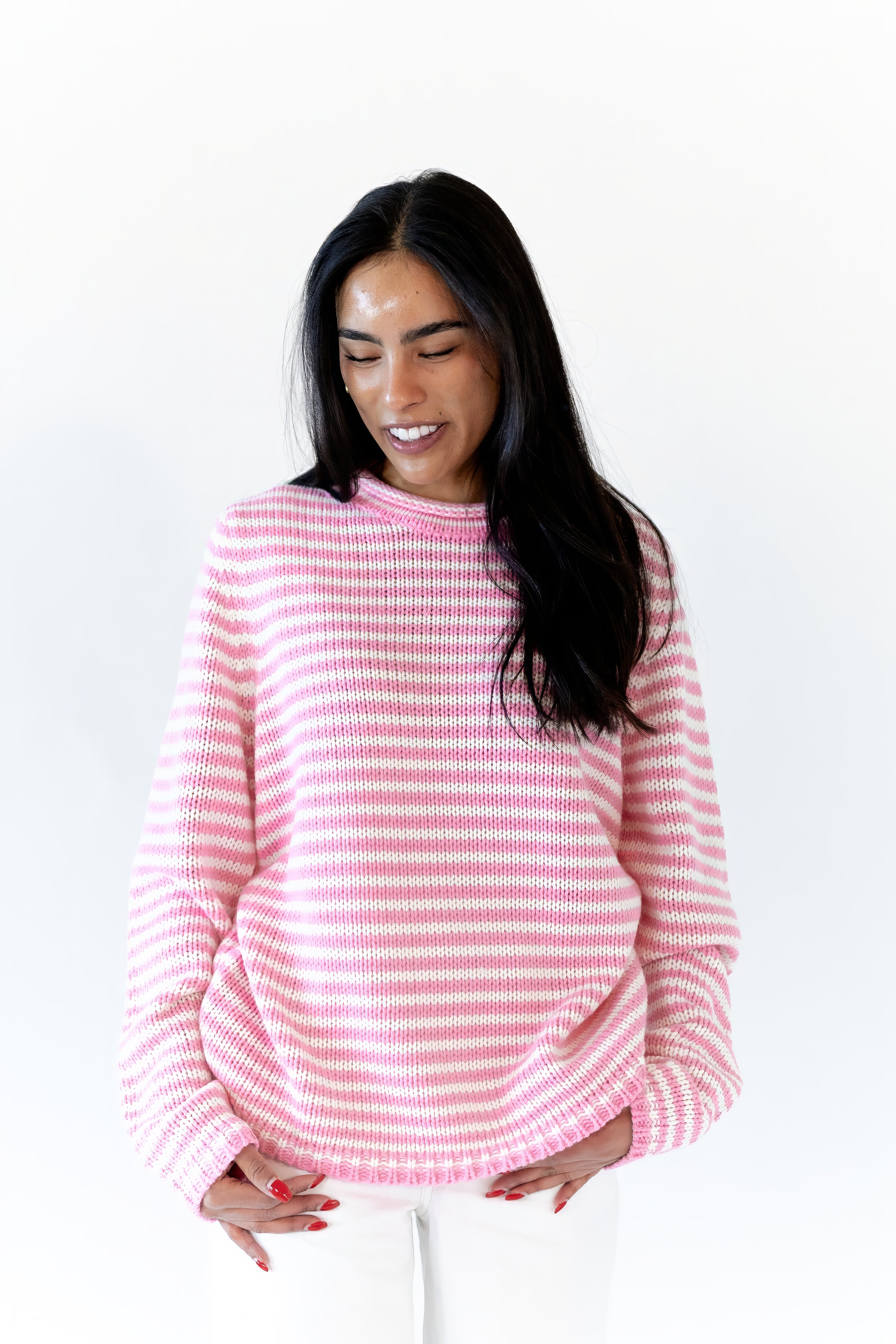 Jenny Cozy Stripe Sweater · Pink