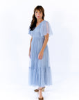 Celia Ruffled Mesh Dress · Dusty Blue