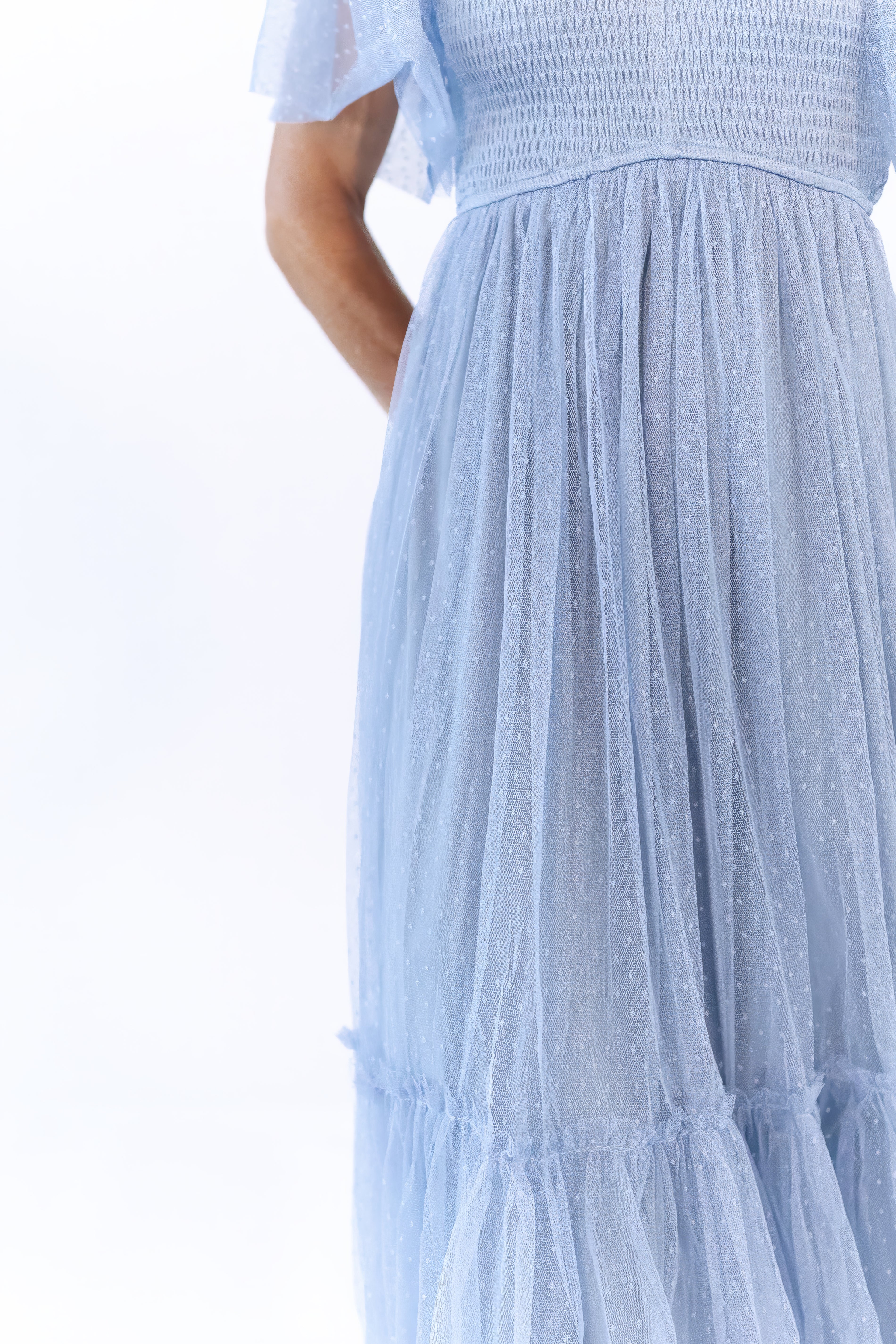 dusty blue lace ruffle detail midi dress Tell It All Dusty Blue Button Down Midi Dress Shop the Mint