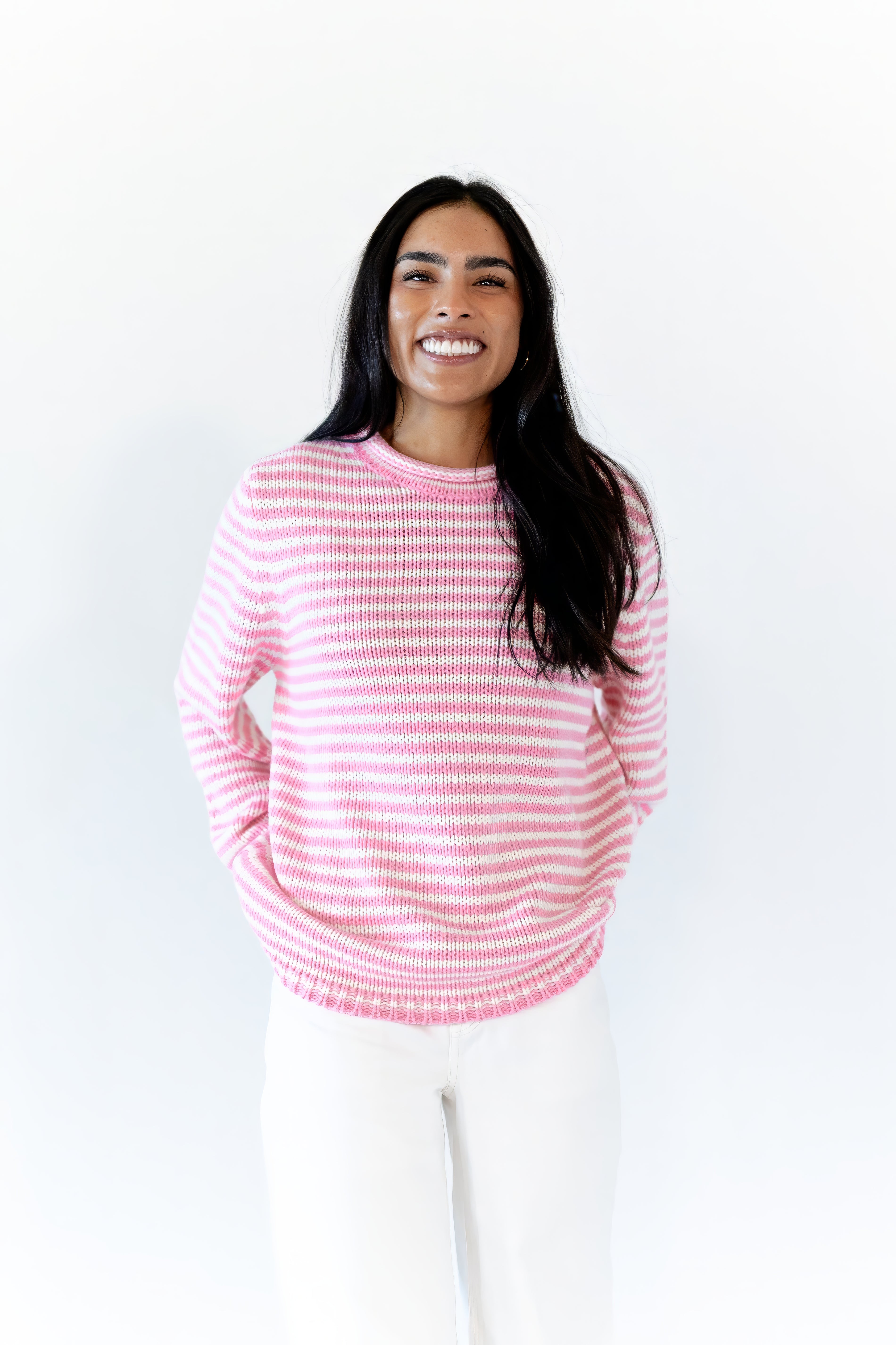 Jenny Cozy Stripe Sweater · Pink