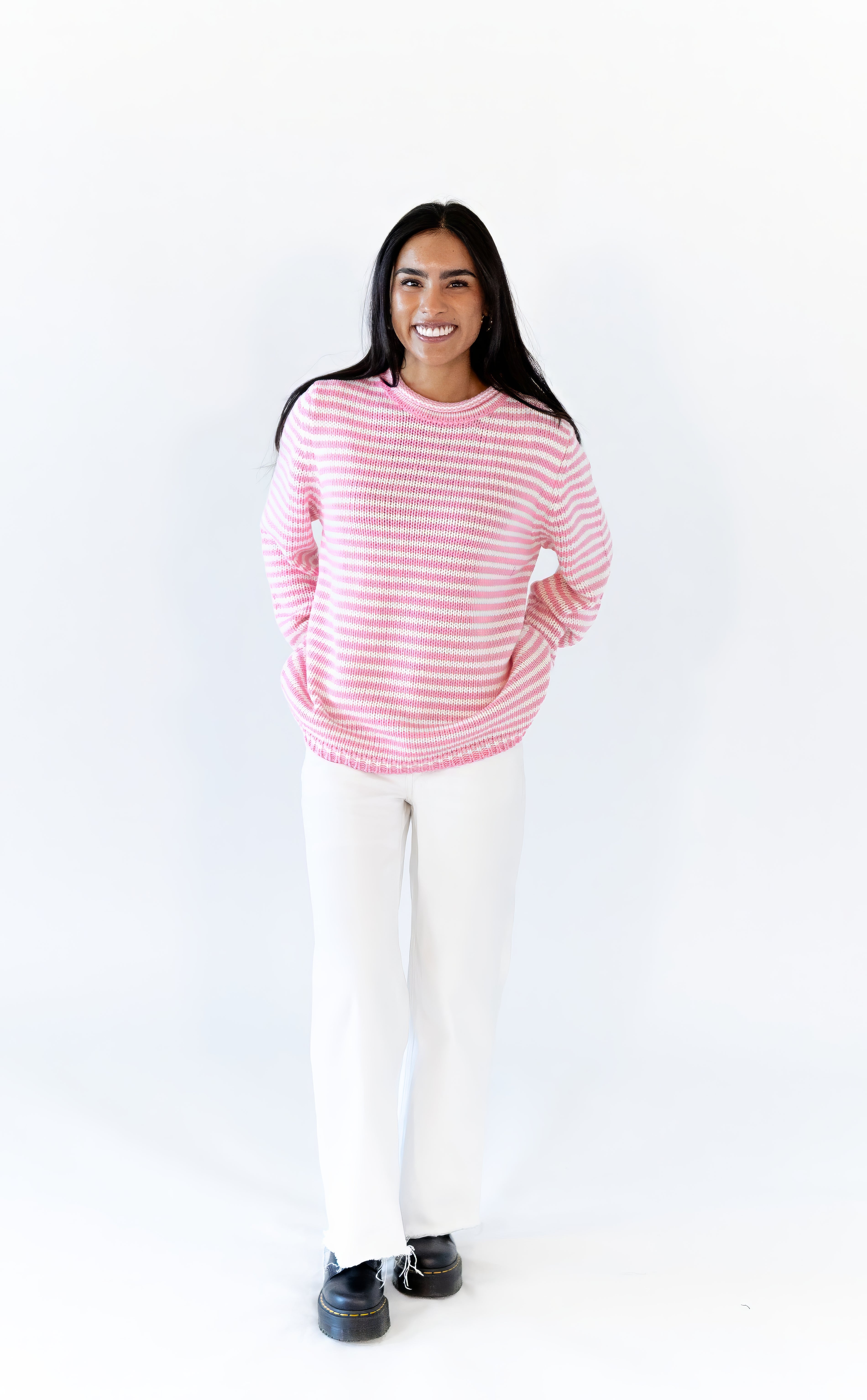 Jenny Cozy Stripe Sweater · Pink