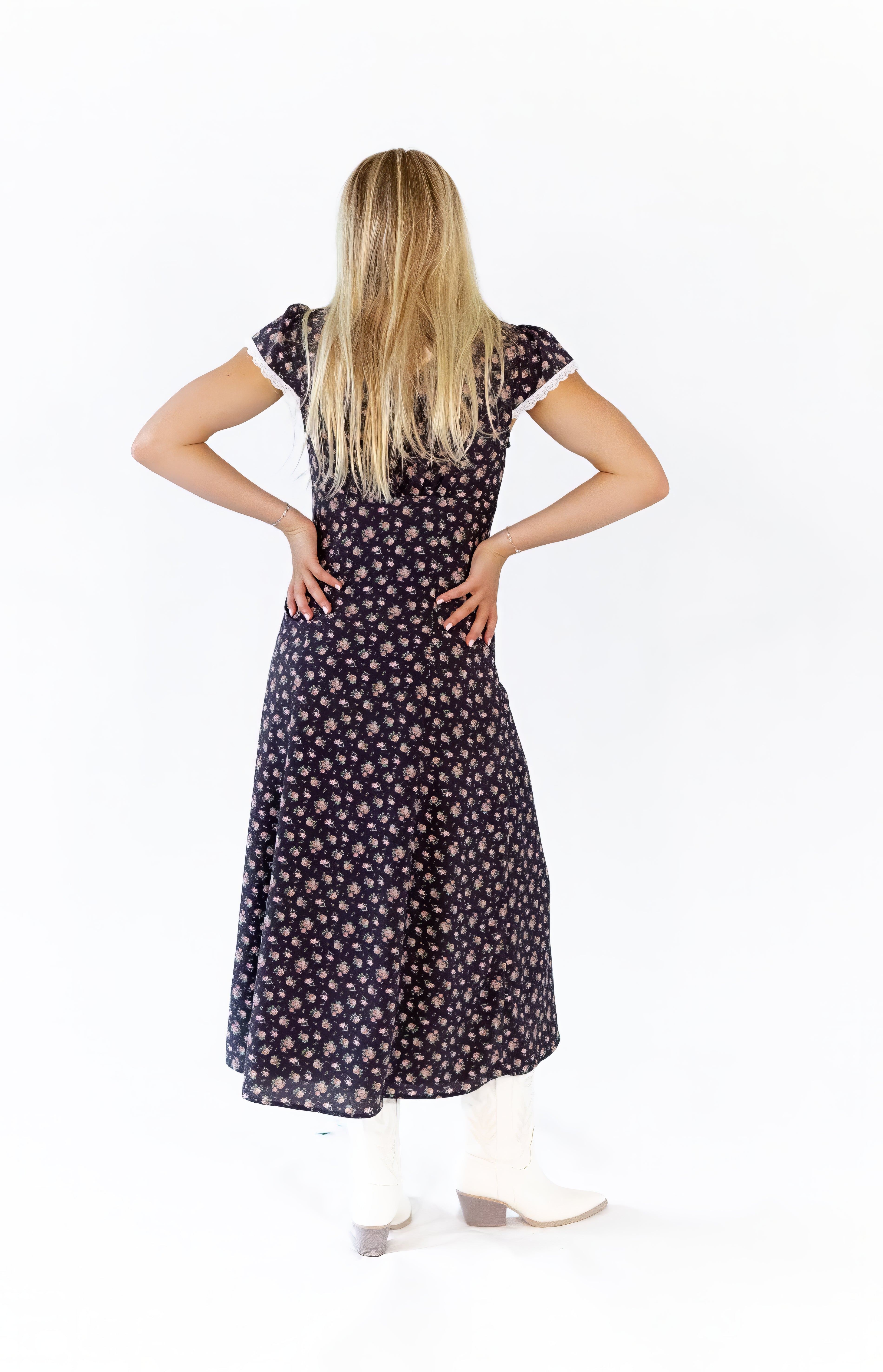 Laney Lace Trim Floral Dress