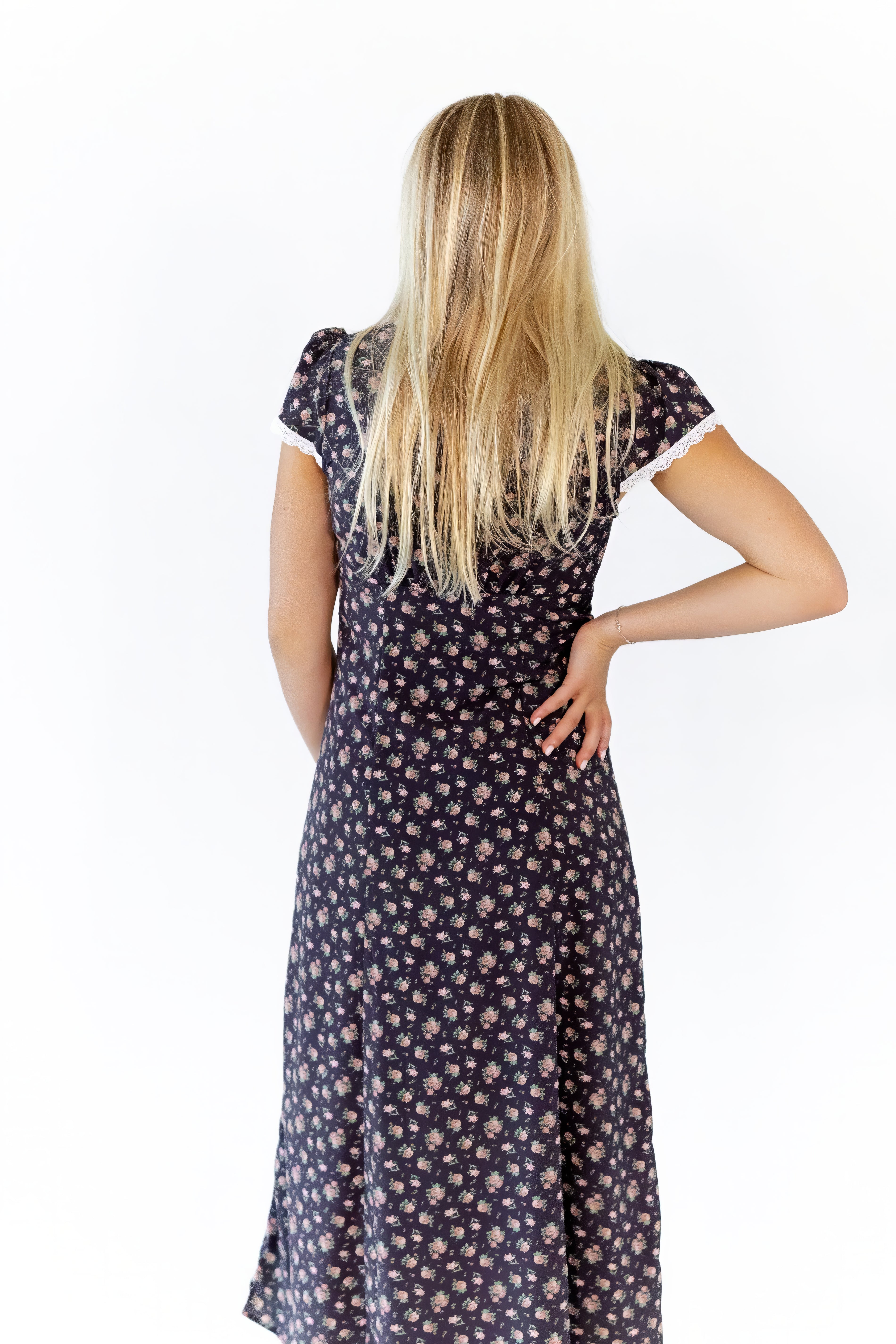 Laney Lace Trim Floral Dress
