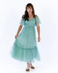Celia Ruffled Mesh Dress · Sage Green