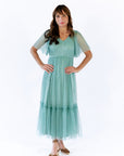 Celia Ruffled Mesh Dress · Sage Green