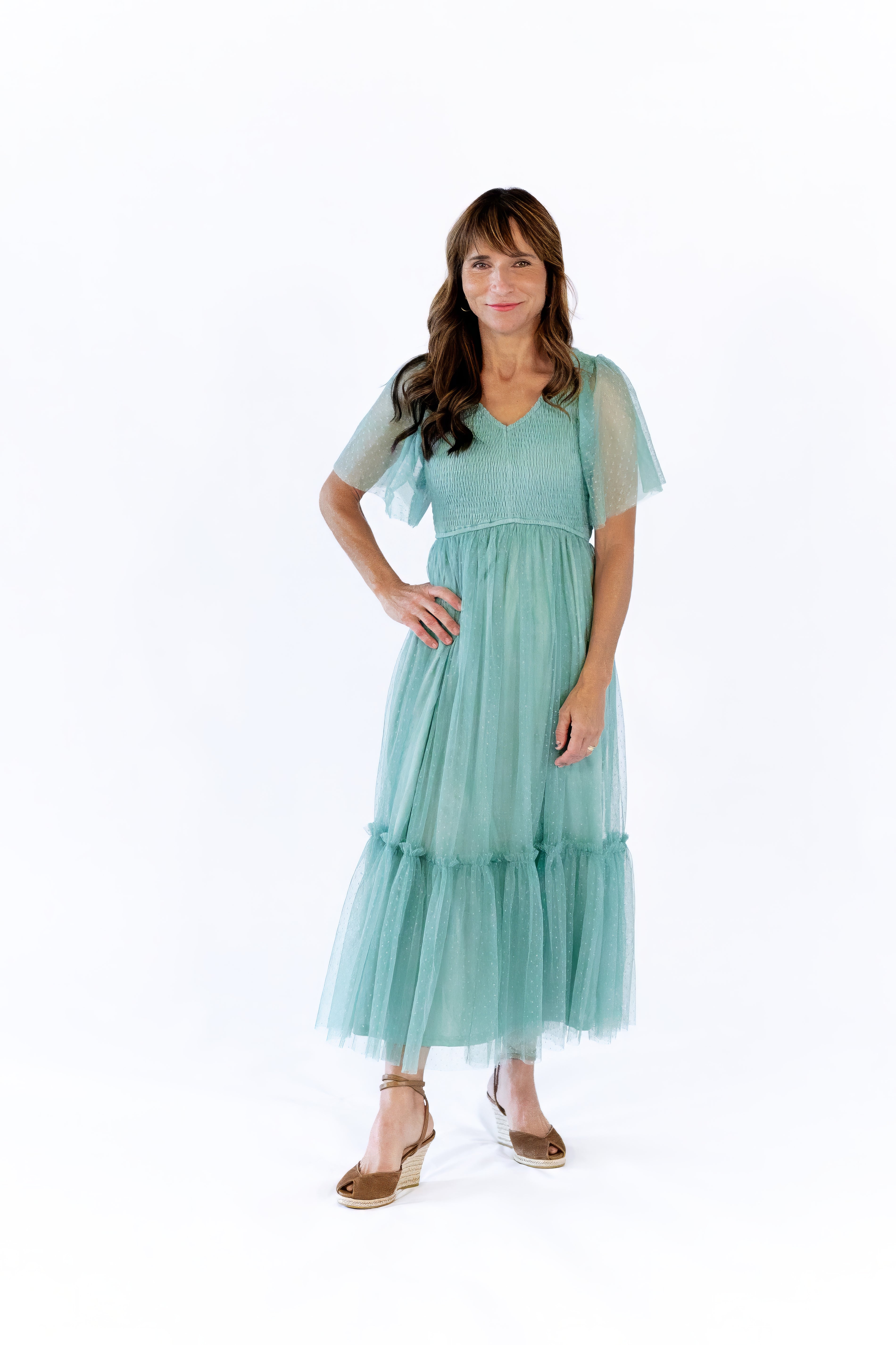 sage green dress with ruffles Dramatic Allure Sage Green Ruffled Cutout Strapless Maxi Dress