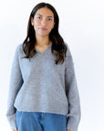 Heather Grey V-Neck Sweater