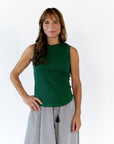 Mabel Exposed Seam Tank · Green