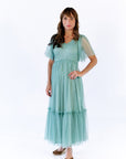 Celia Ruffled Mesh Dress · Sage Green