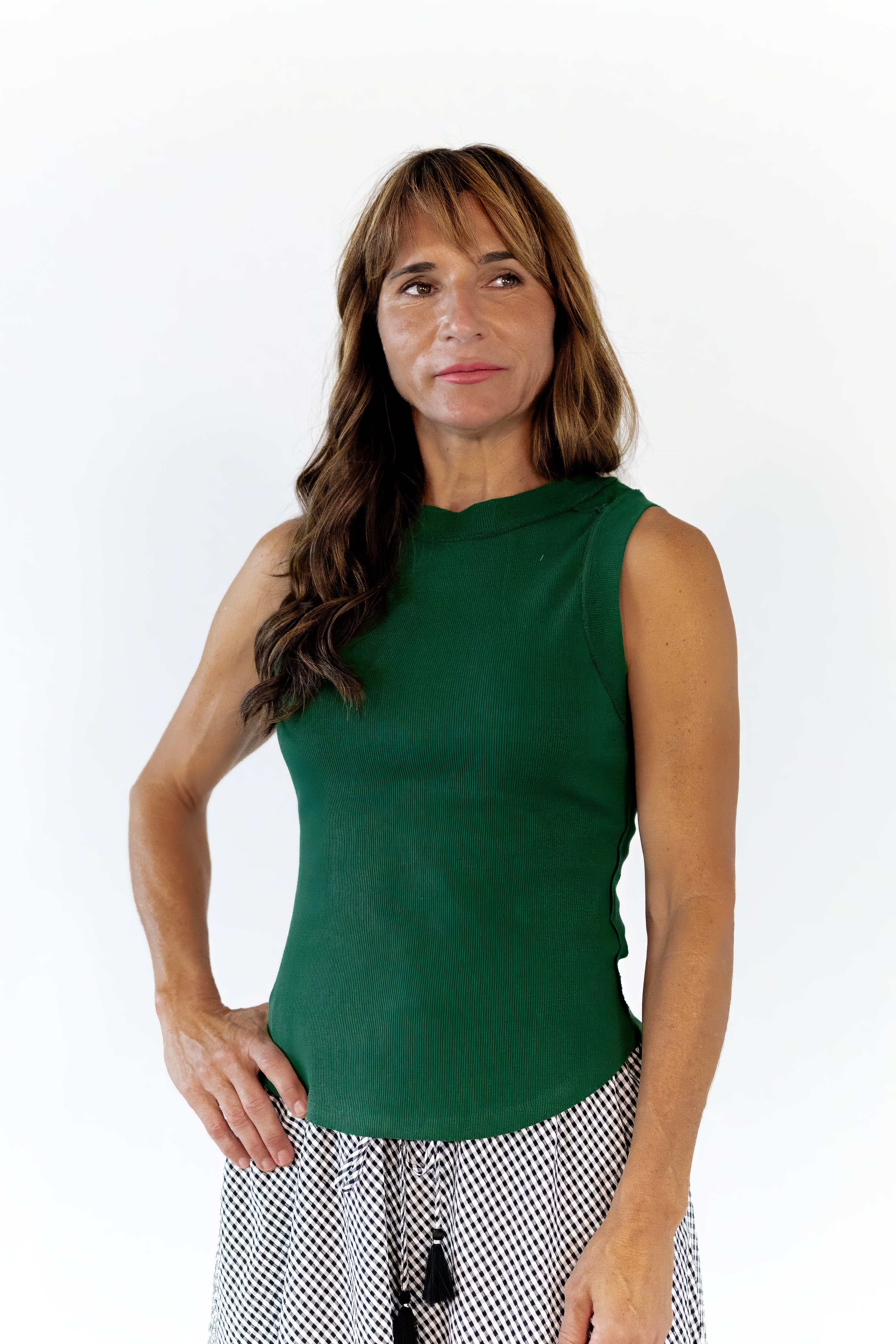 Mabel Exposed Seam Tank · Green