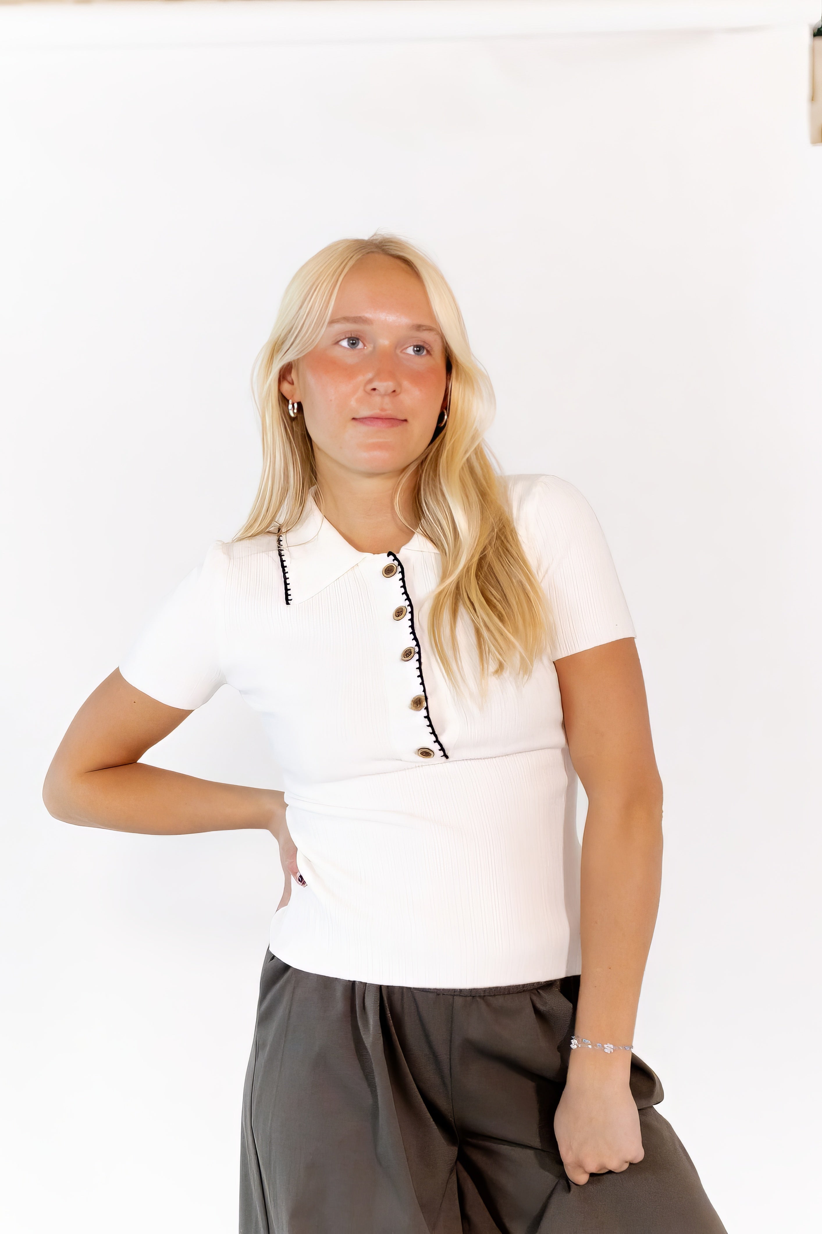 Nixie Button Detail Polo