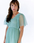 Celia Ruffled Mesh Dress · Sage Green
