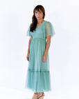 Celia Ruffled Mesh Dress · Sage Green