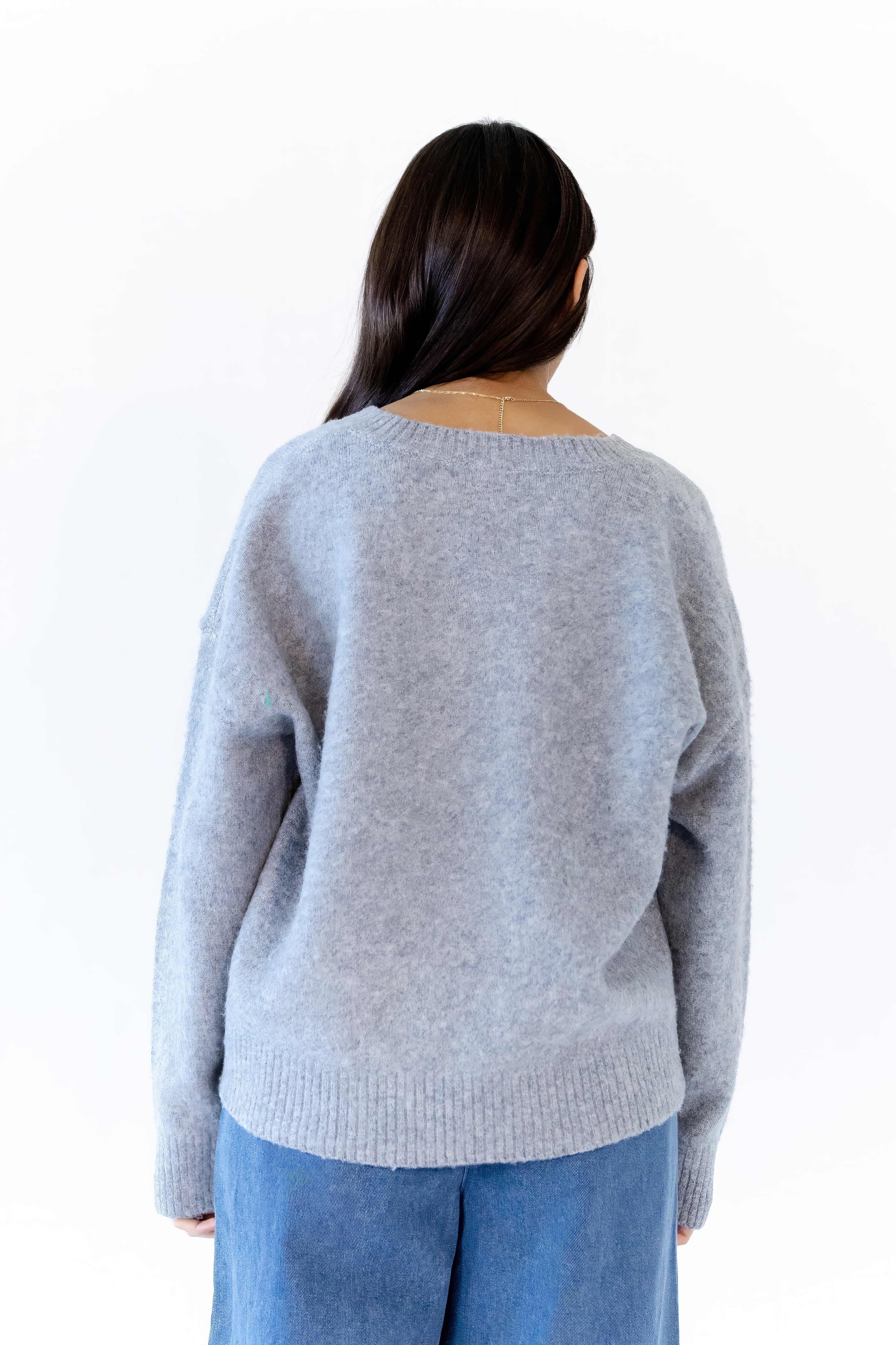 Heather Grey V-Neck Sweater