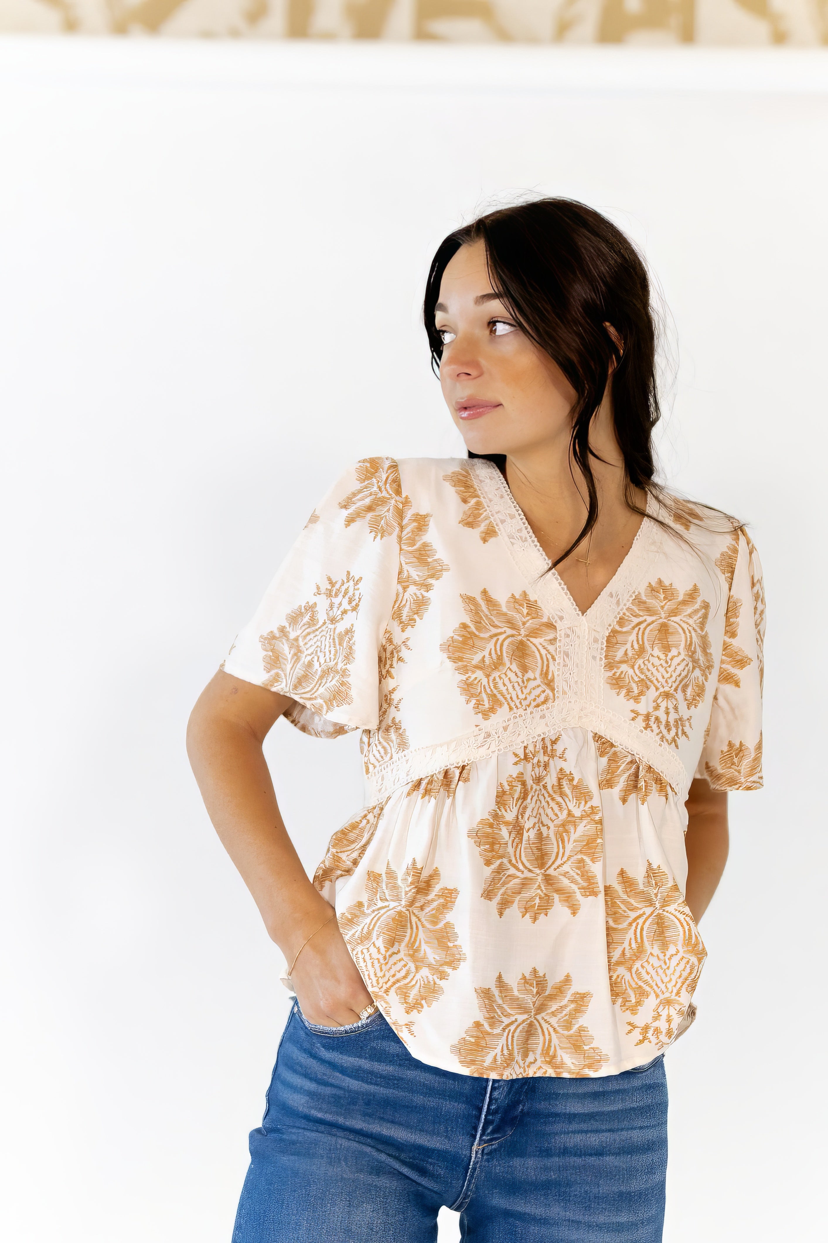 Albini Botanical V-Neck Top