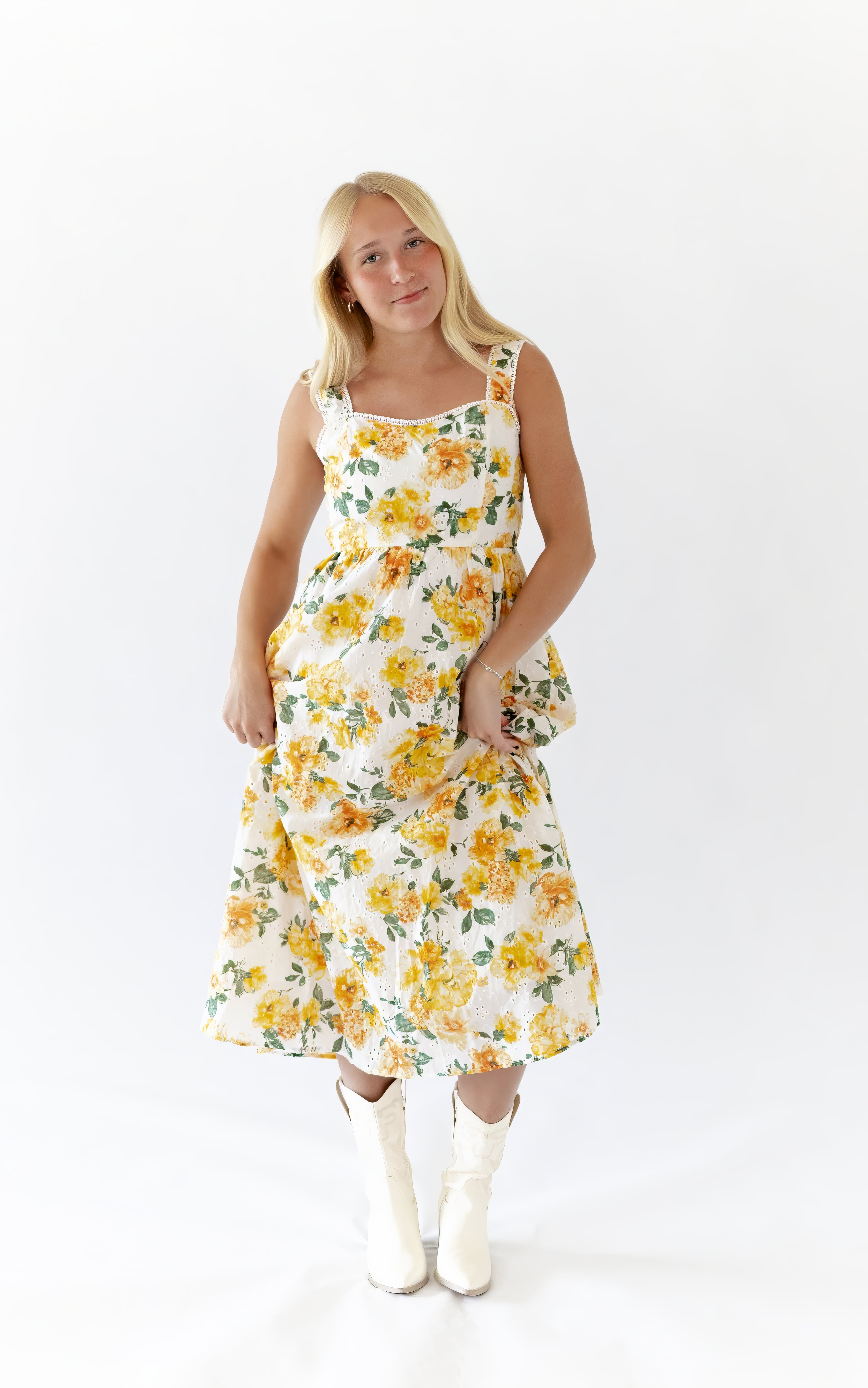 Sunshine Scalloped Midi Dress