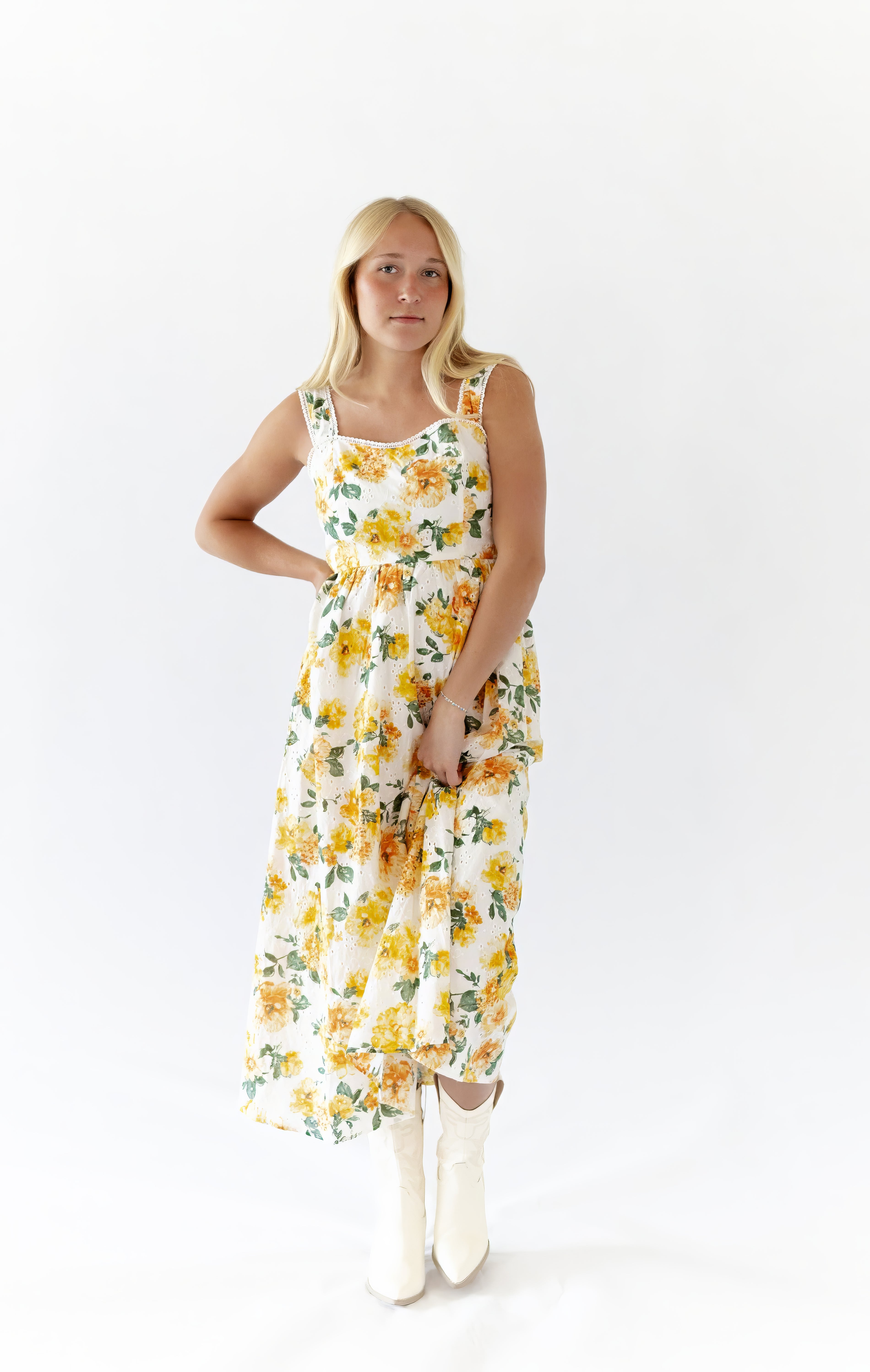Sunshine Scalloped Midi Dress