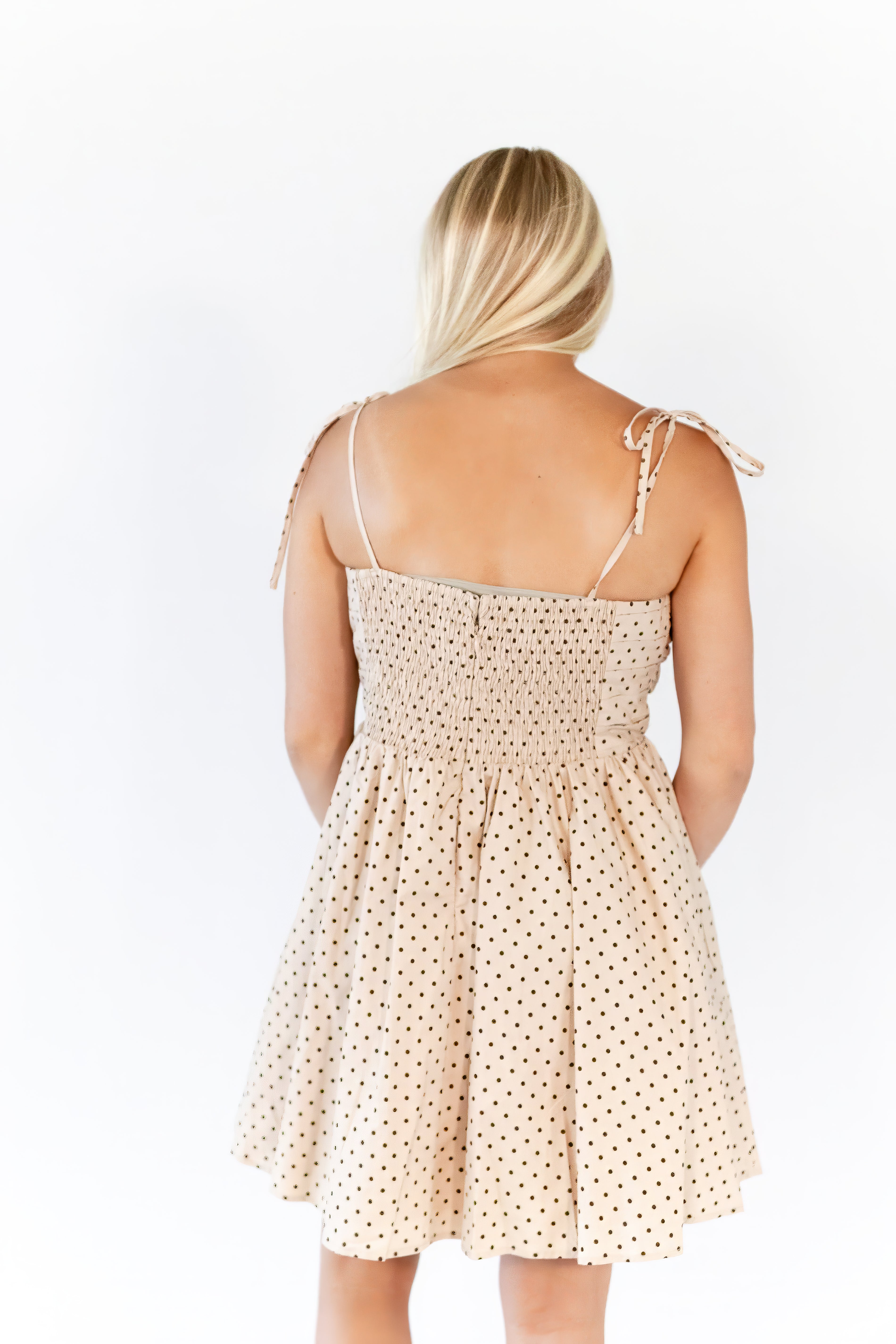 Georgie Polka Dot Dress · Taupe