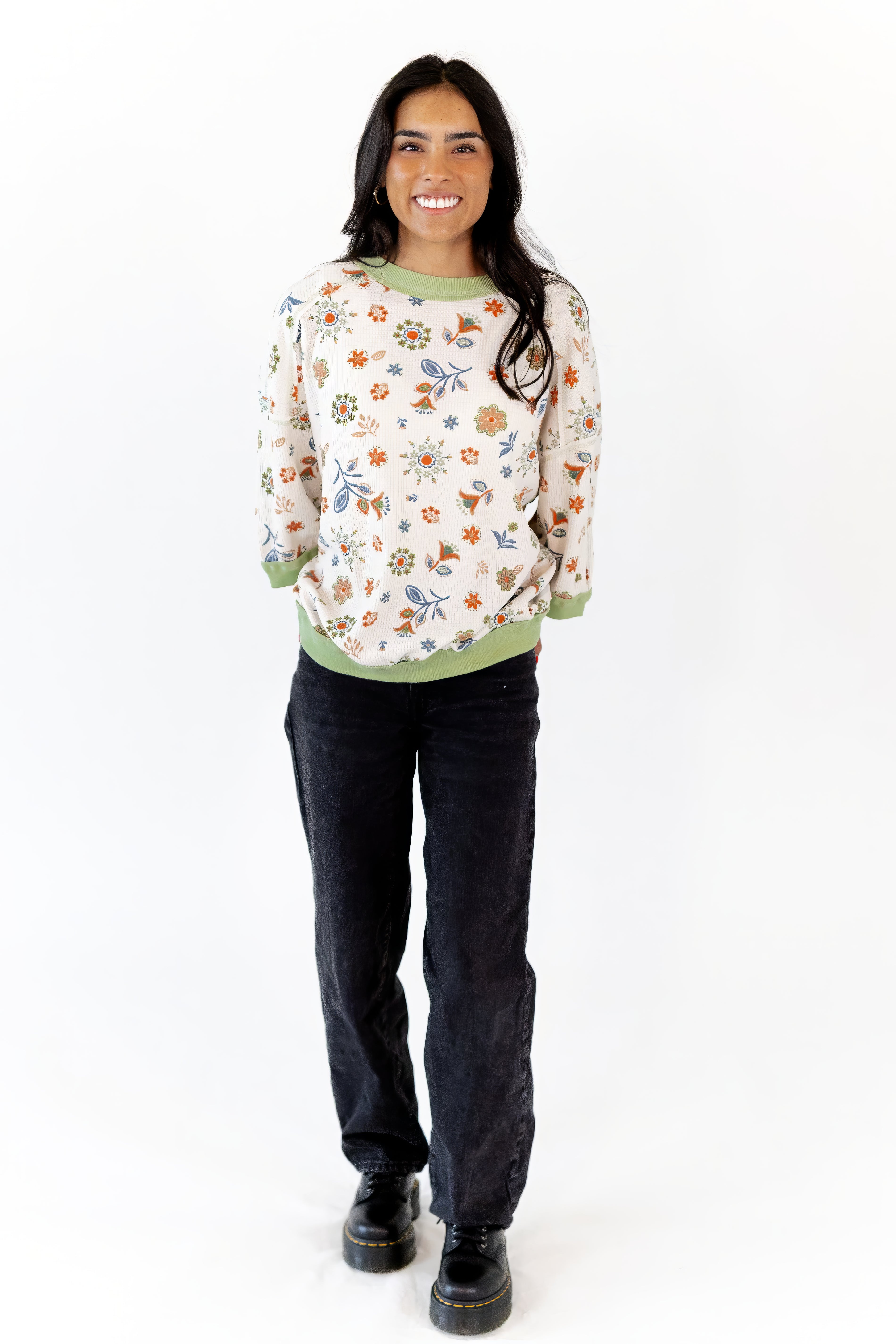 Leah Floral Henley Top