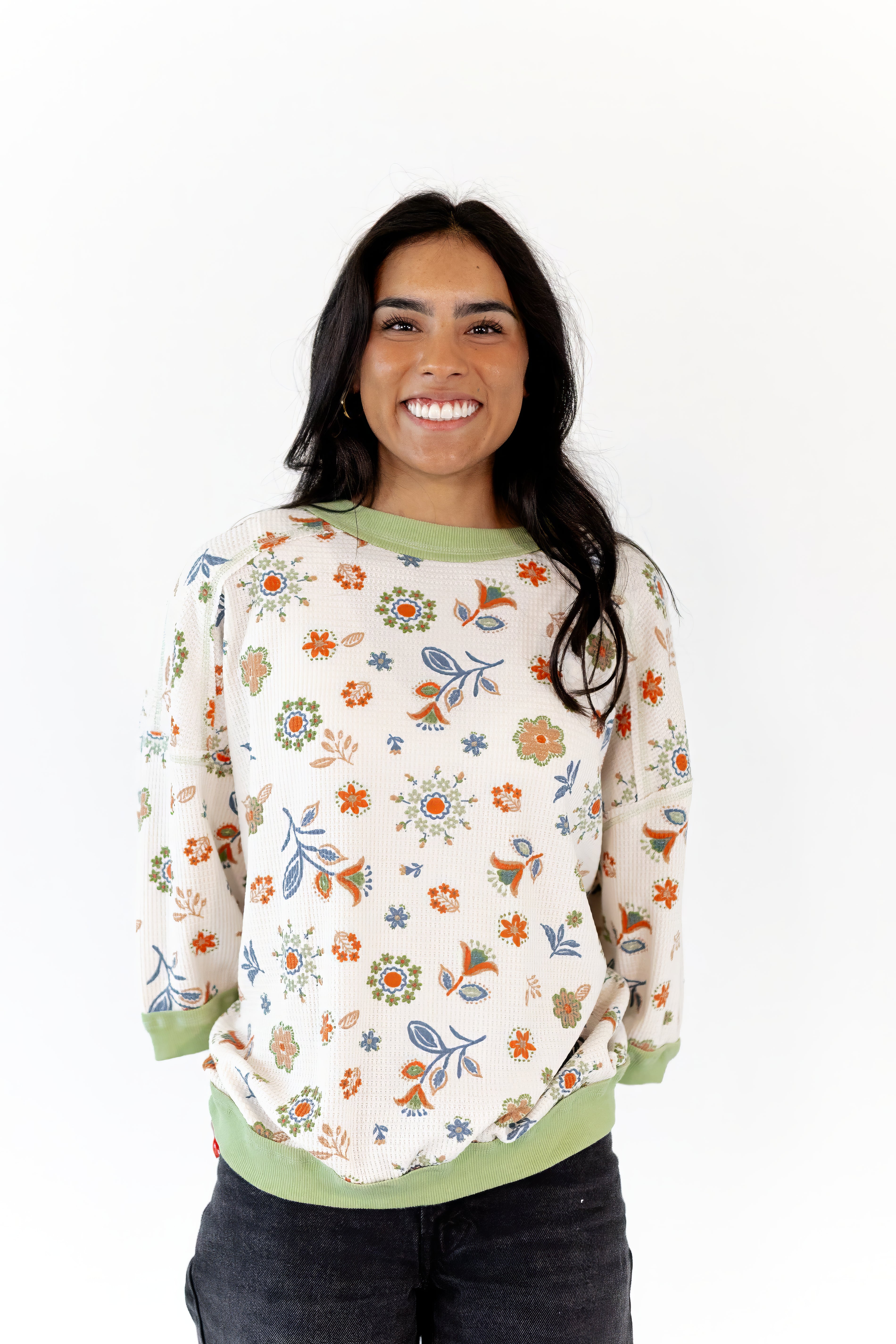 Leah Floral Henley Top