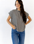 Ballie Striped Button Detail Top