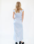 Breezy Satin Rouched Maxi Dress