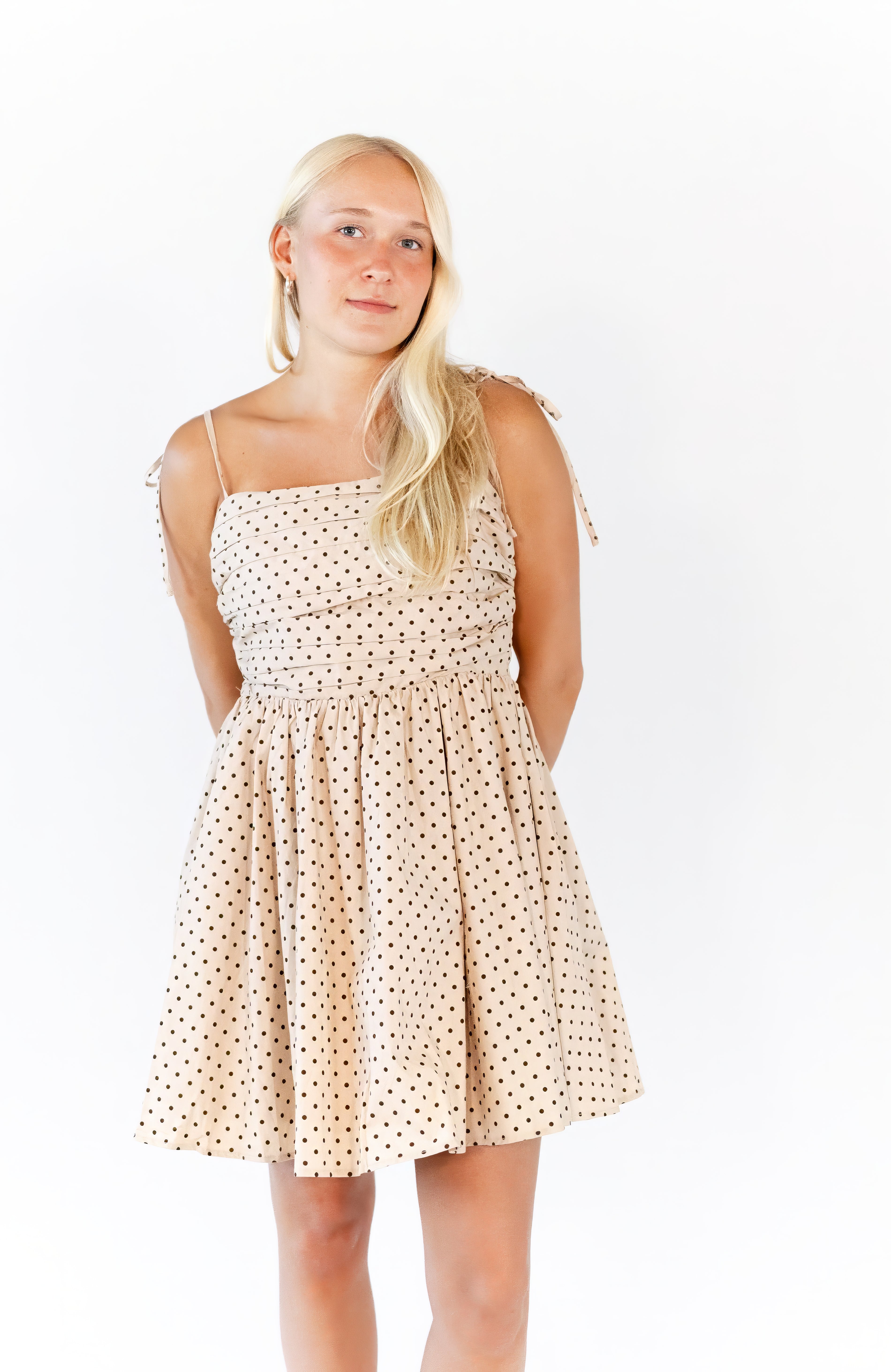 Georgie Polka Dot Dress · Taupe
