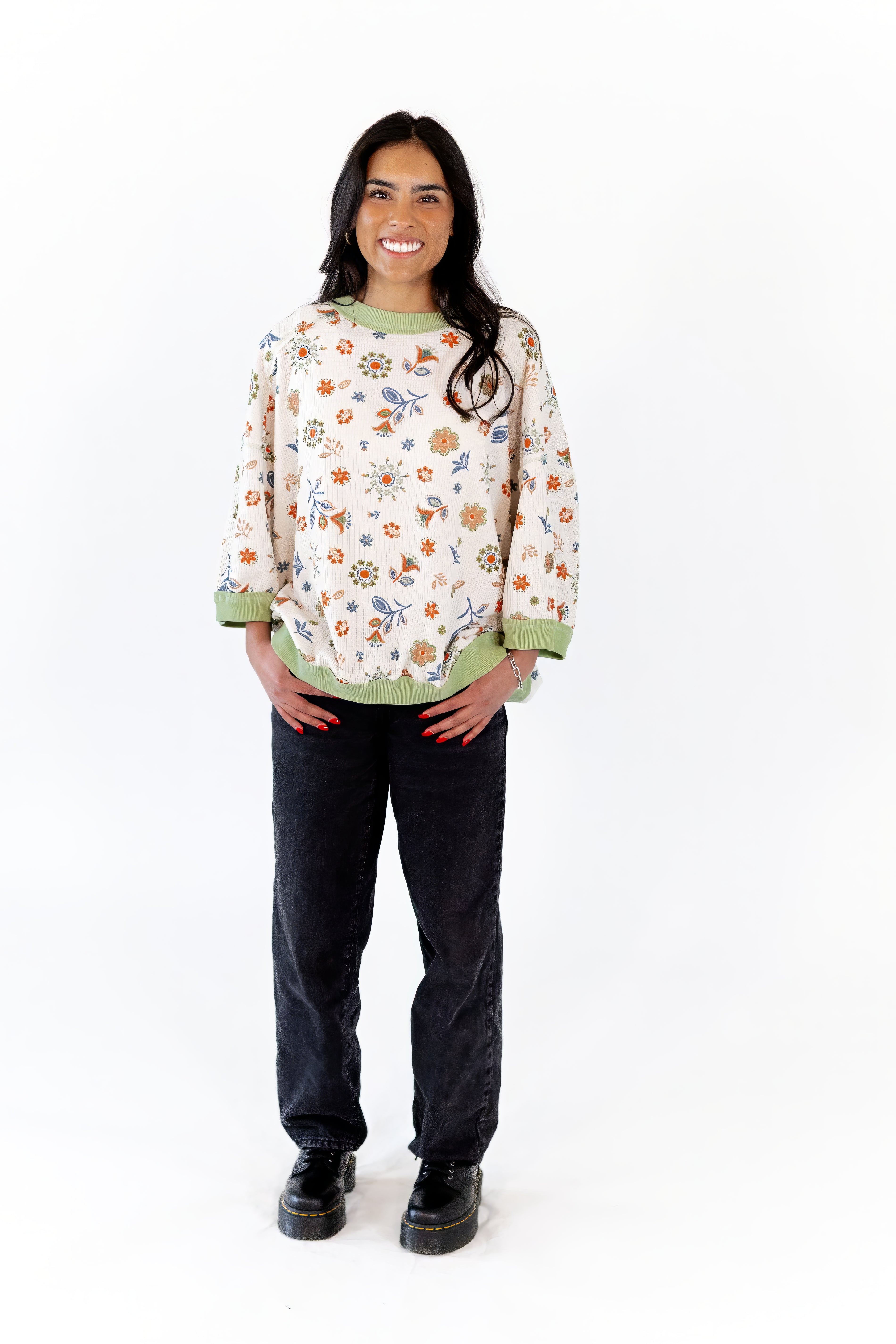 Leah Floral Henley Top