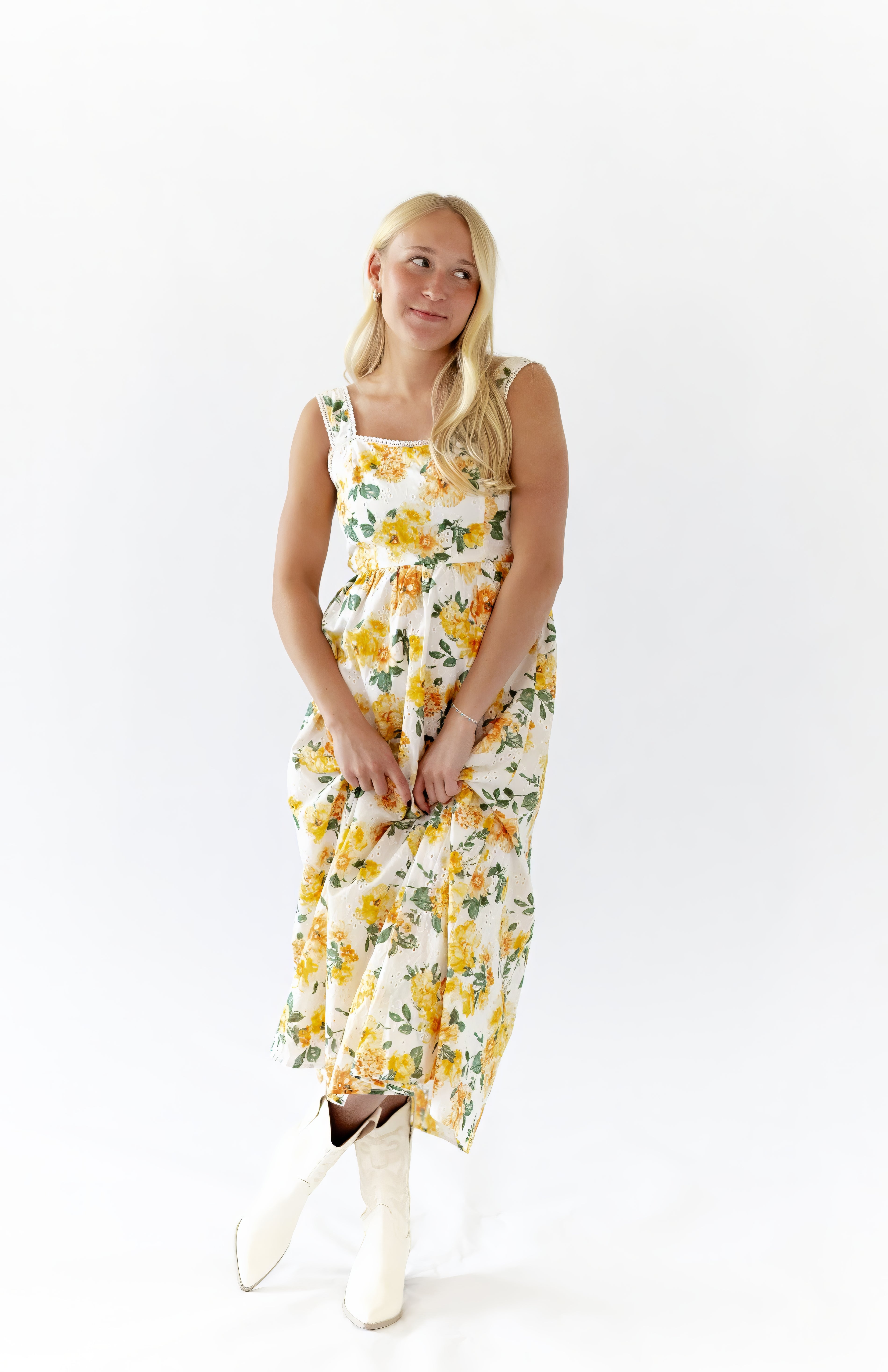 Sunshine Scalloped Midi Dress