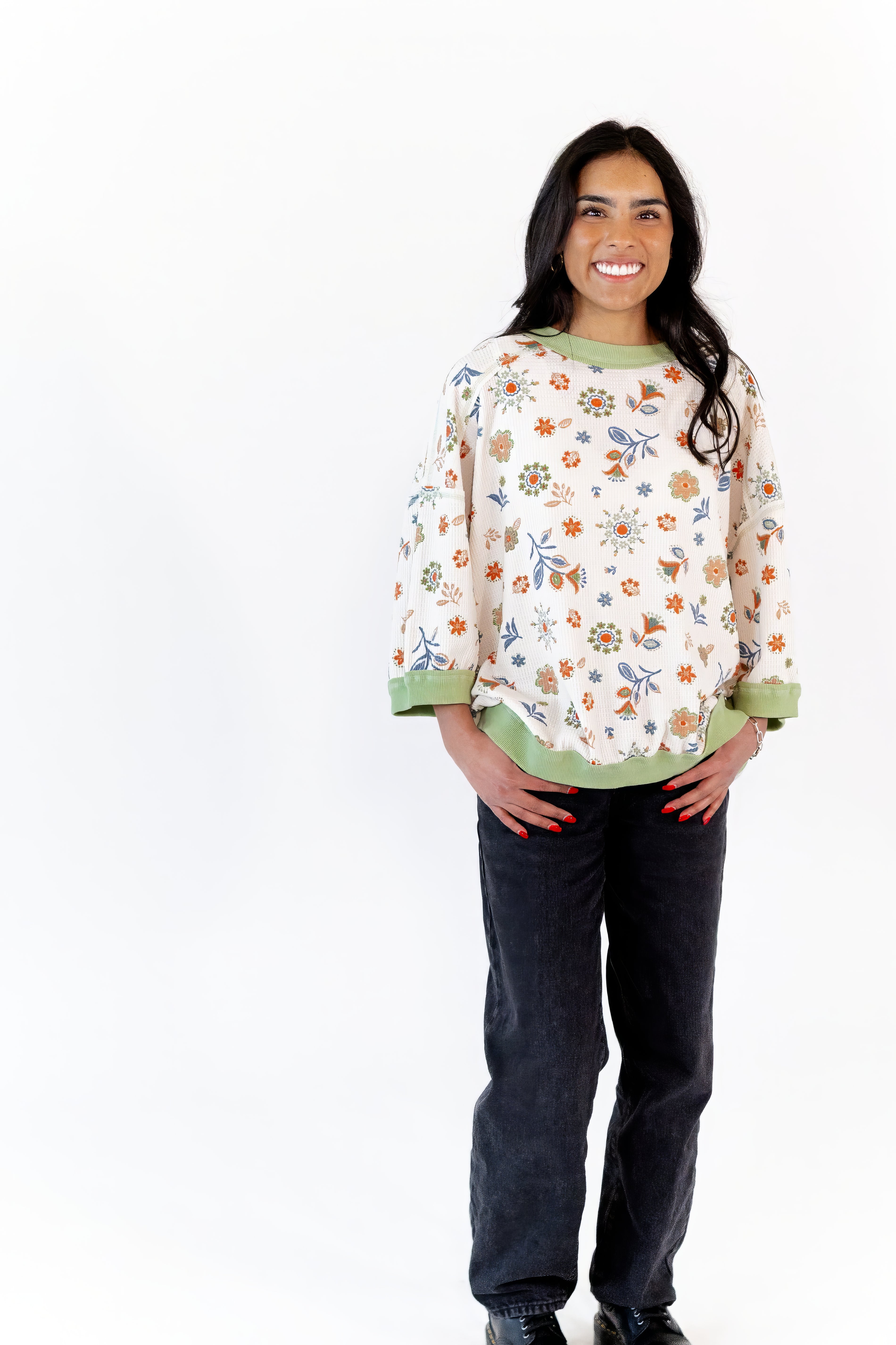 Leah Floral Henley Top