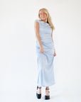 Breezy Satin Rouched Maxi Dress