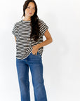 Ballie Striped Button Detail Top