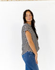 Ballie Striped Button Detail Top