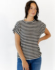 Ballie Striped Button Detail Top