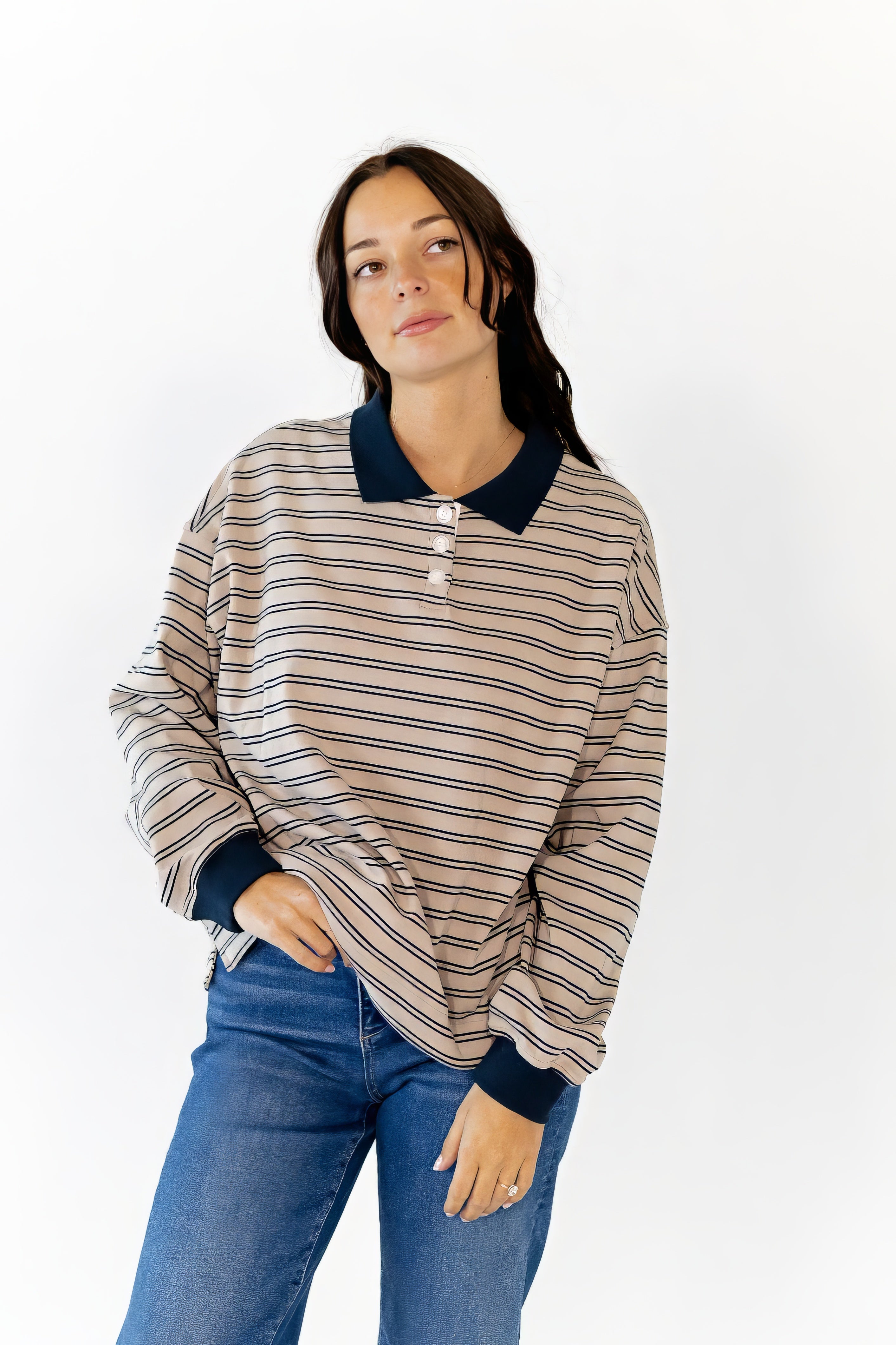 Kai Oversized Striped Polo