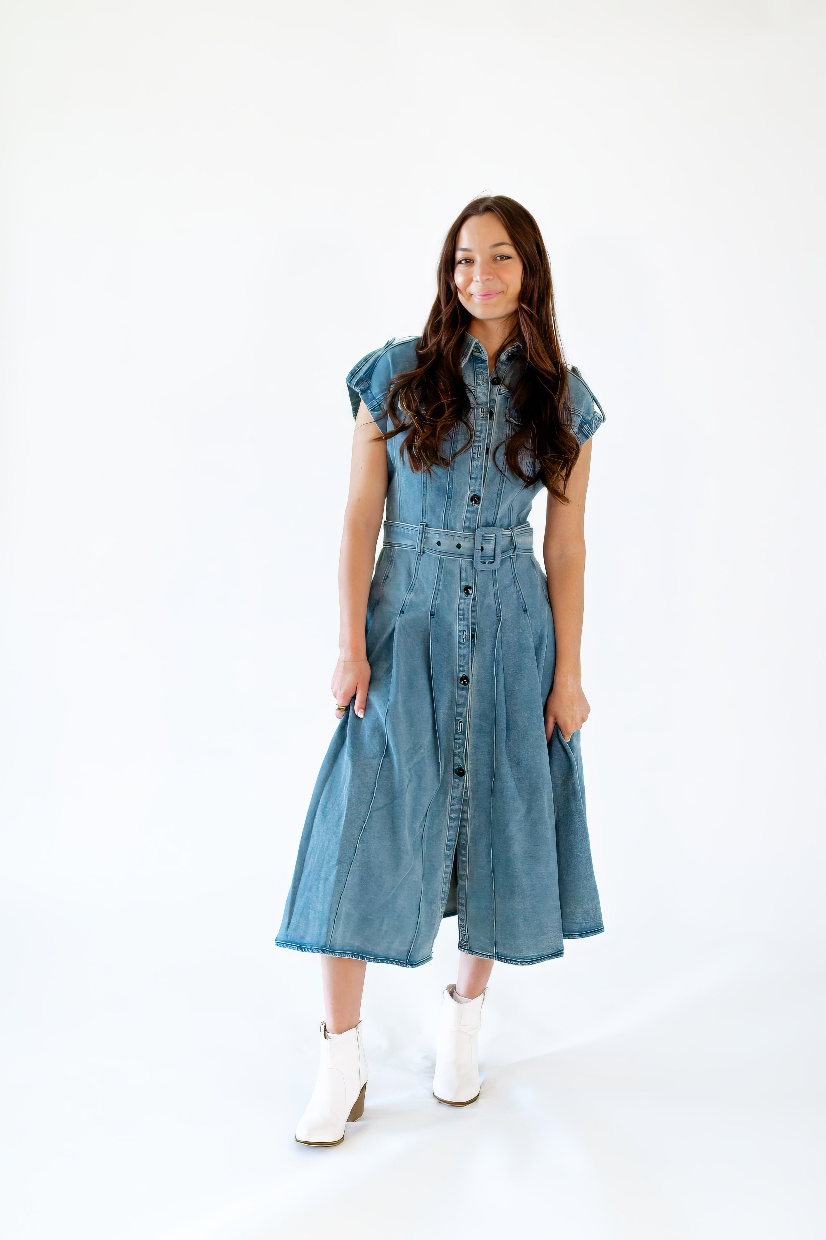 Zadie Belted Denim Dress