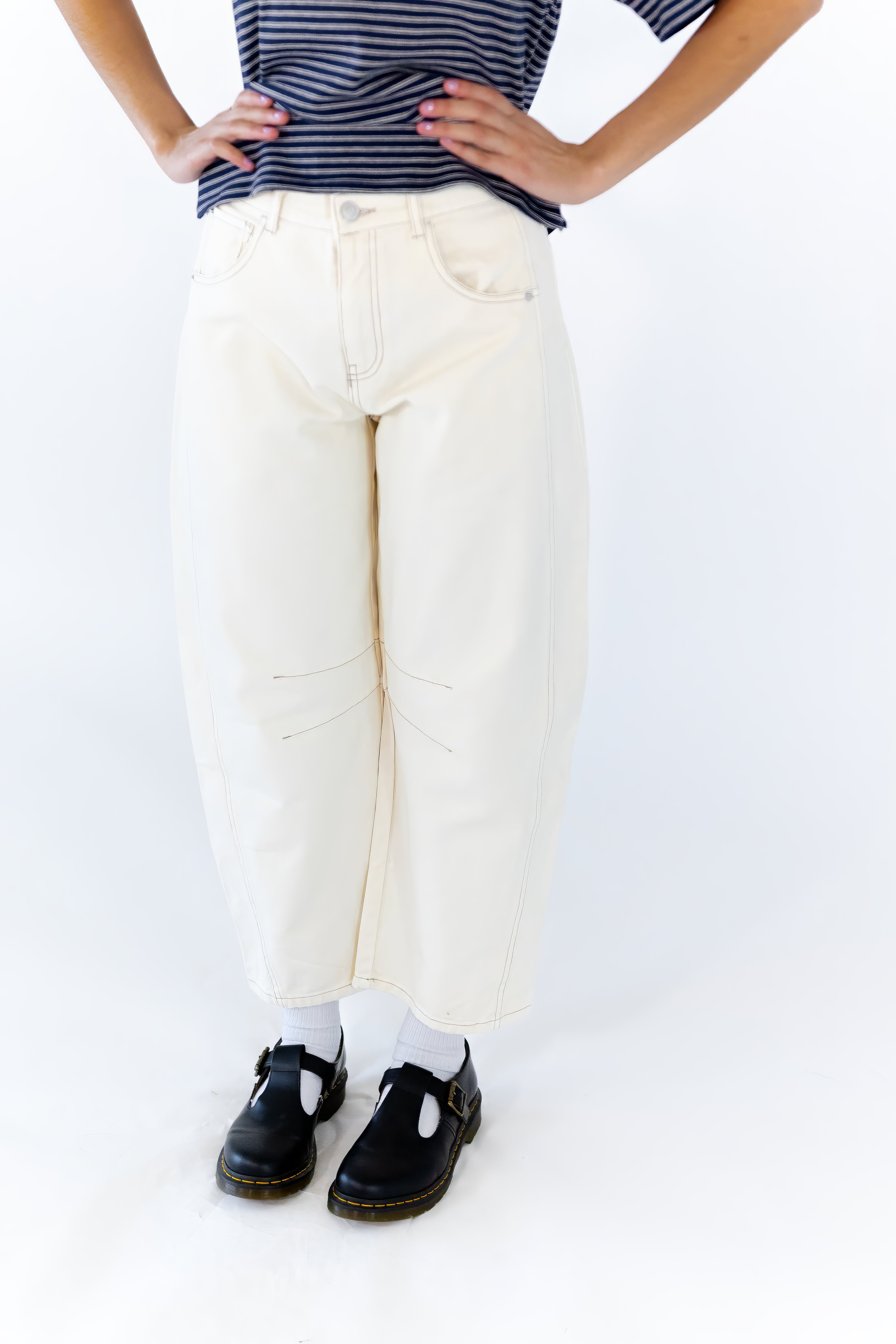 Tessa Off-White Barrel Jeans